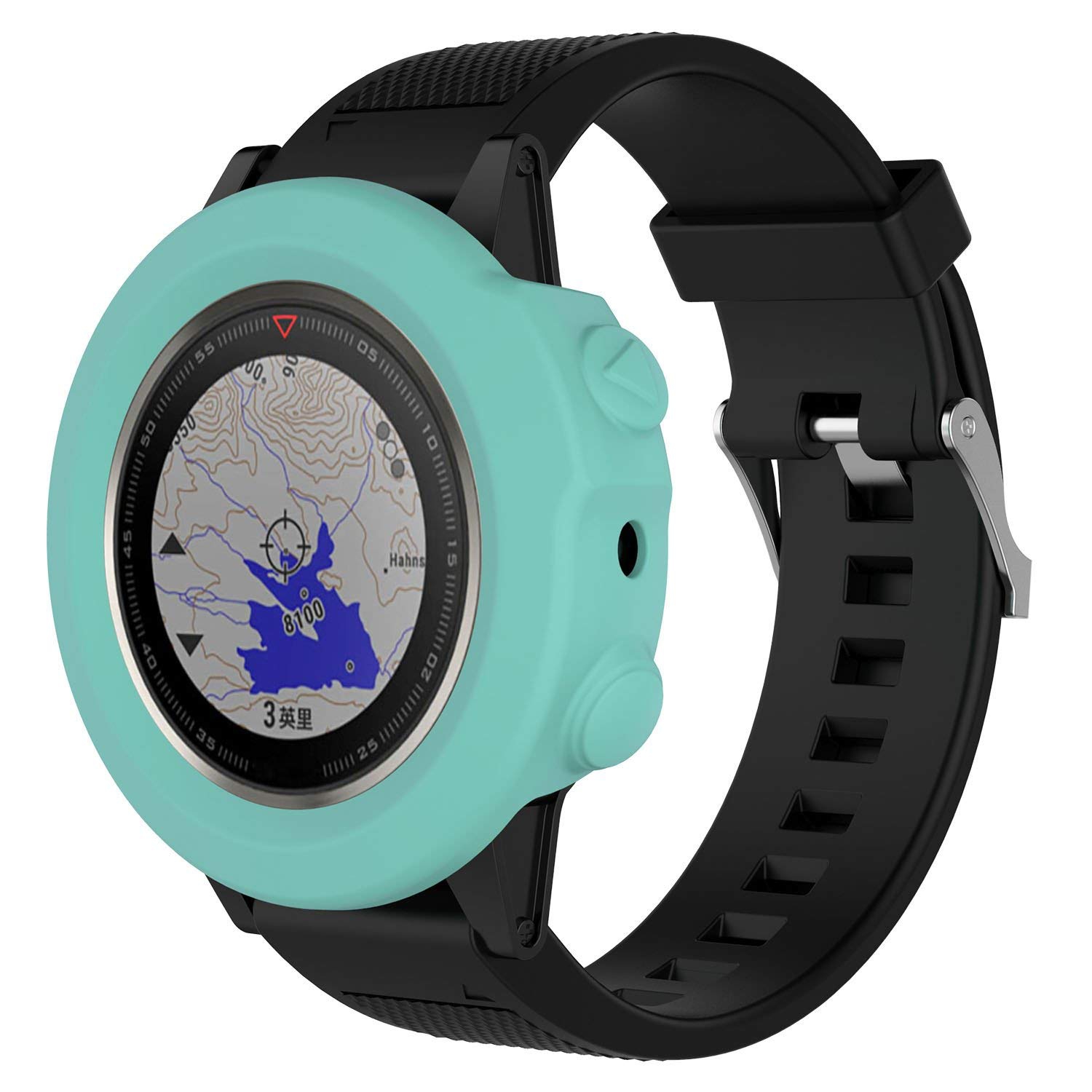 StrapsCo Silicone Rubber Protective Case Cover for Garmin Fenix 5X - Turquoise