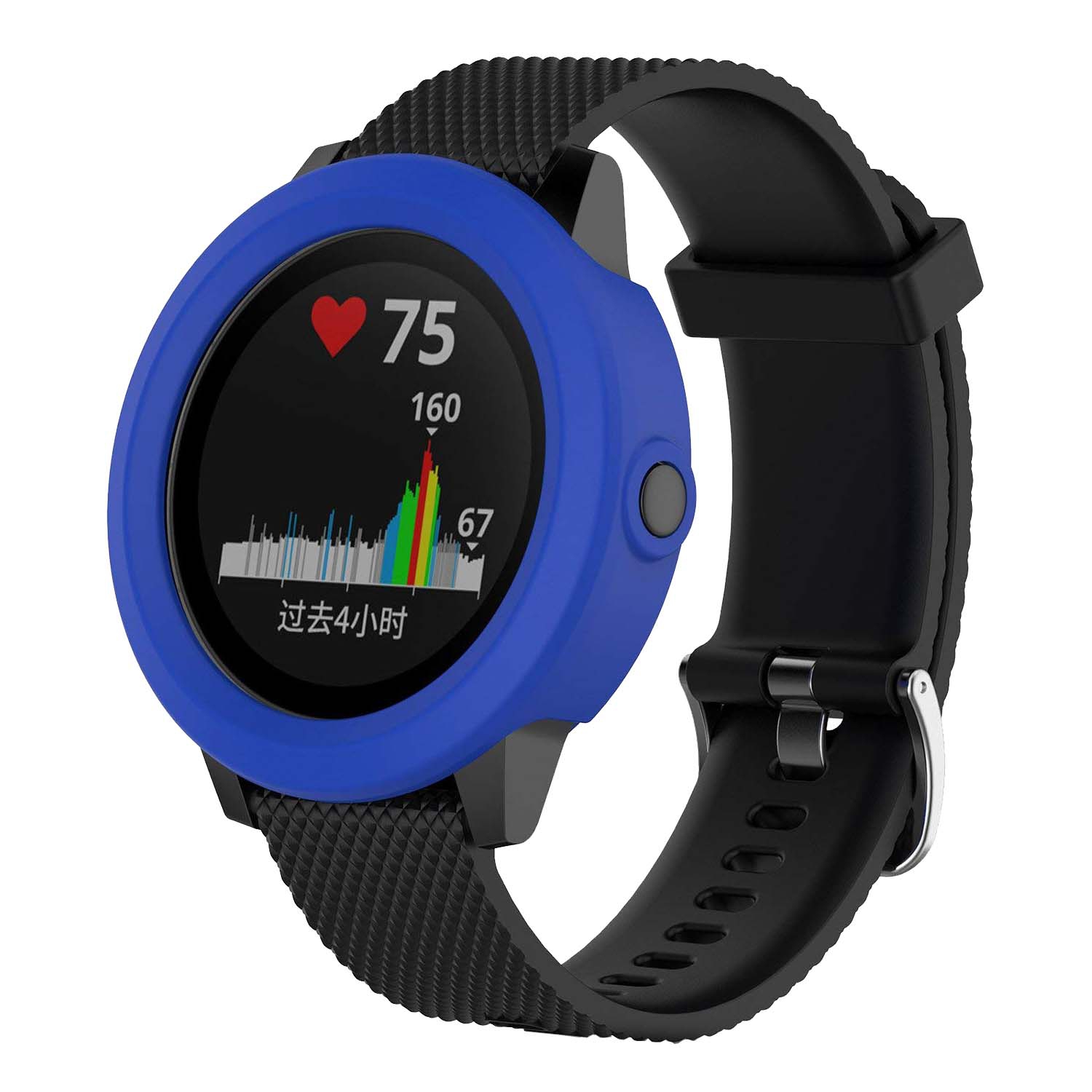 StrapsCo Étui Protecteur en Caoutchouc de Silicone pour Garmin Vivoactive 3 - Bleu