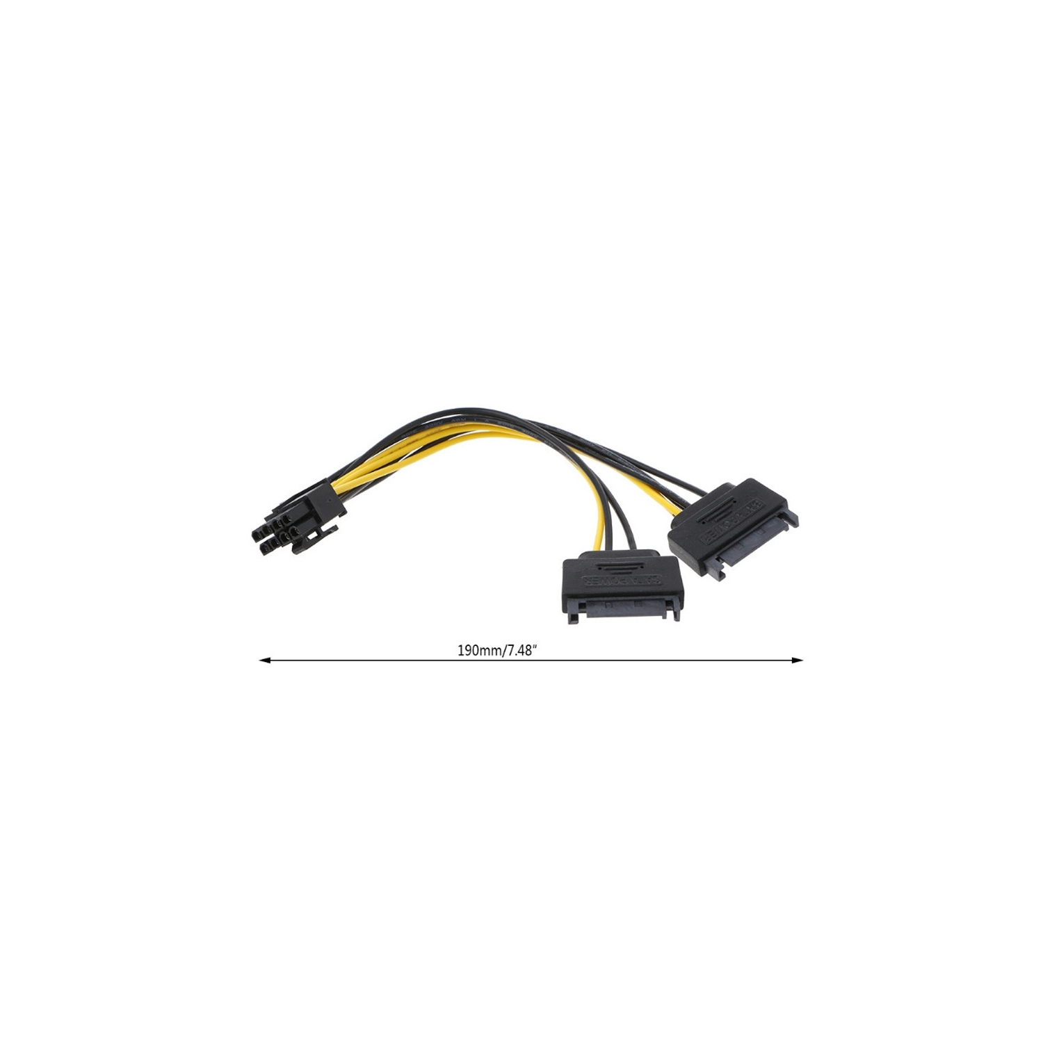 axGear Câble d'alimentation double SATA vers PCI-E Câble d'alimentation SATA 15 broches vers carte vidéo 8 broches / 6 broches