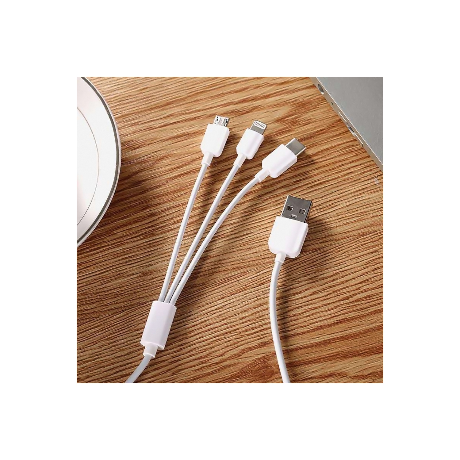 AxGear – Câble de chargement USB de données, câble de voyage 3.1-en-1 USB 3 de type C à Lightning micro USB de type C.