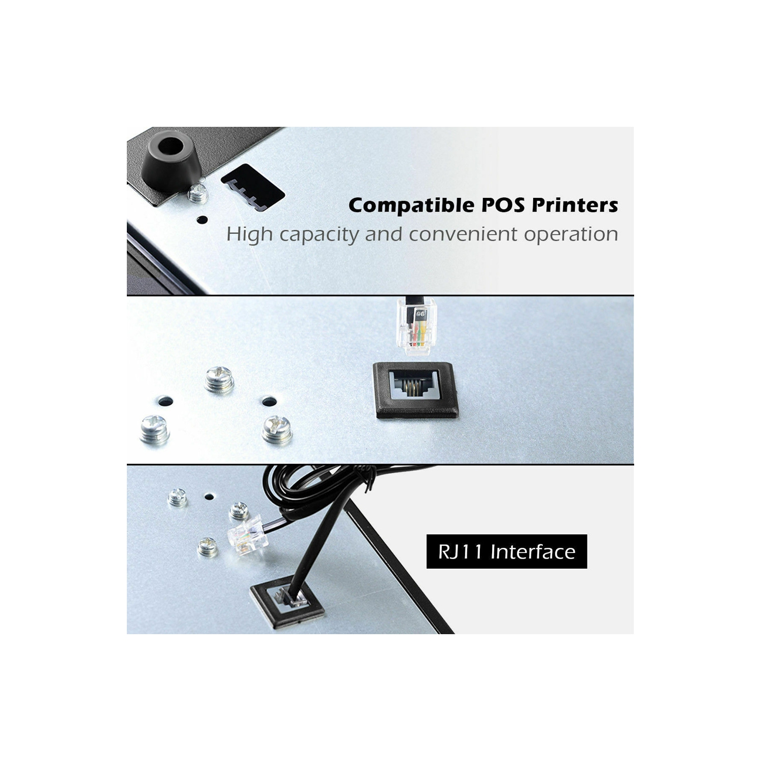 La boîte à tiroir-caisse d’axGear est compatible avec les imprimantes de PDV d’Epson avec plateau à 5 billets et à 5 pièces