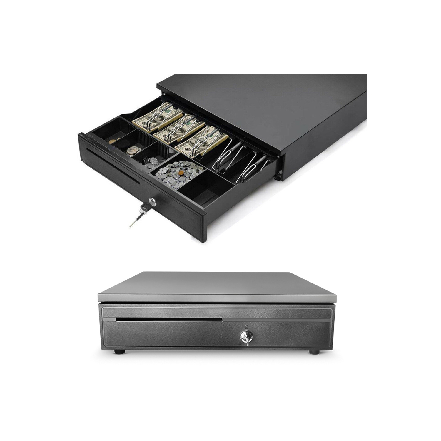 La boîte à tiroir-caisse d’axGear est compatible avec les imprimantes de PDV d’Epson avec plateau à 5 billets et à 5 pièces