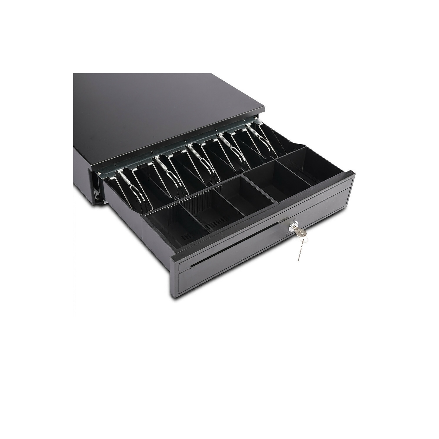 La boîte à tiroir-caisse d’axGear est compatible avec les imprimantes de PDV d’Epson avec plateau à 5 billets et à 5 pièces