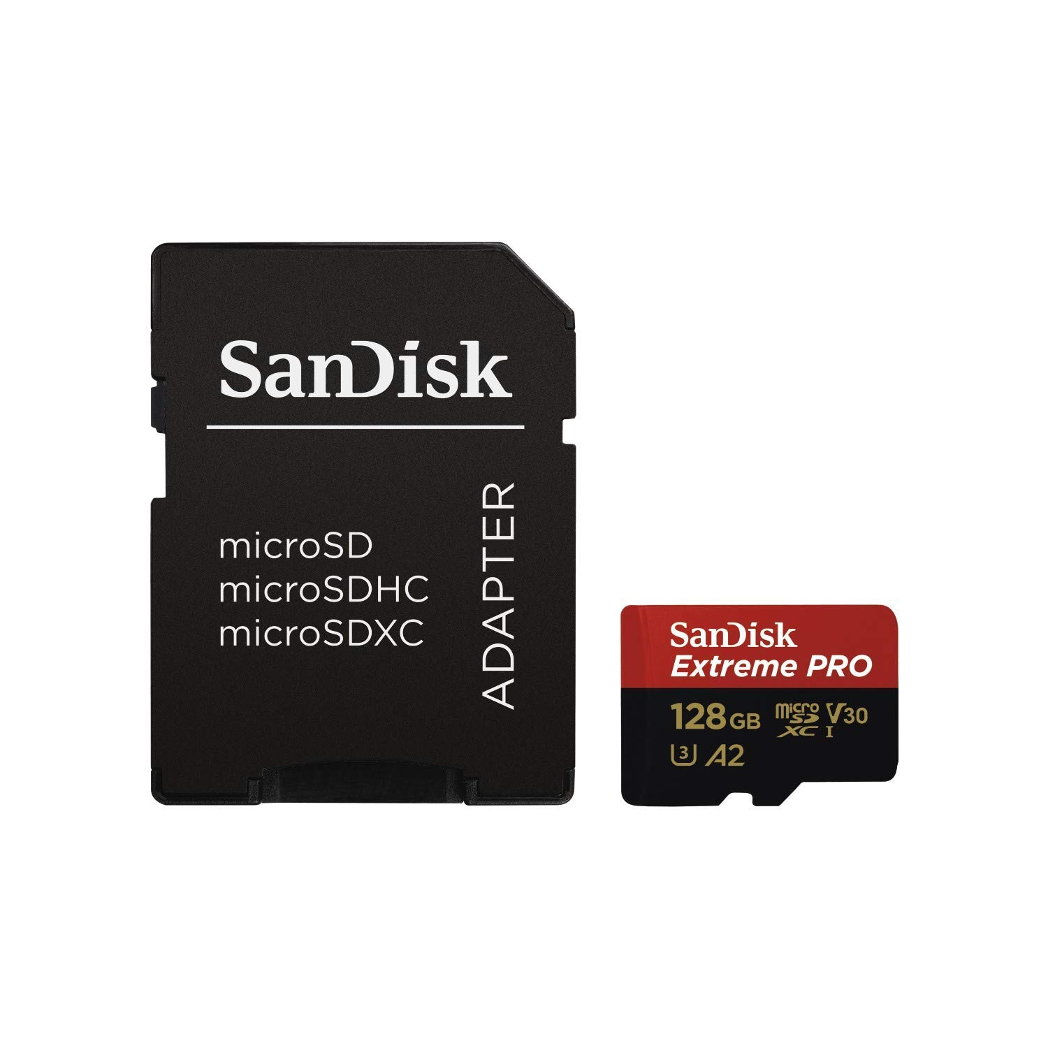SanDisk Extreme PRO 128GB U3 A2 Micro SD Card with Adapter SDSQXCY-128G