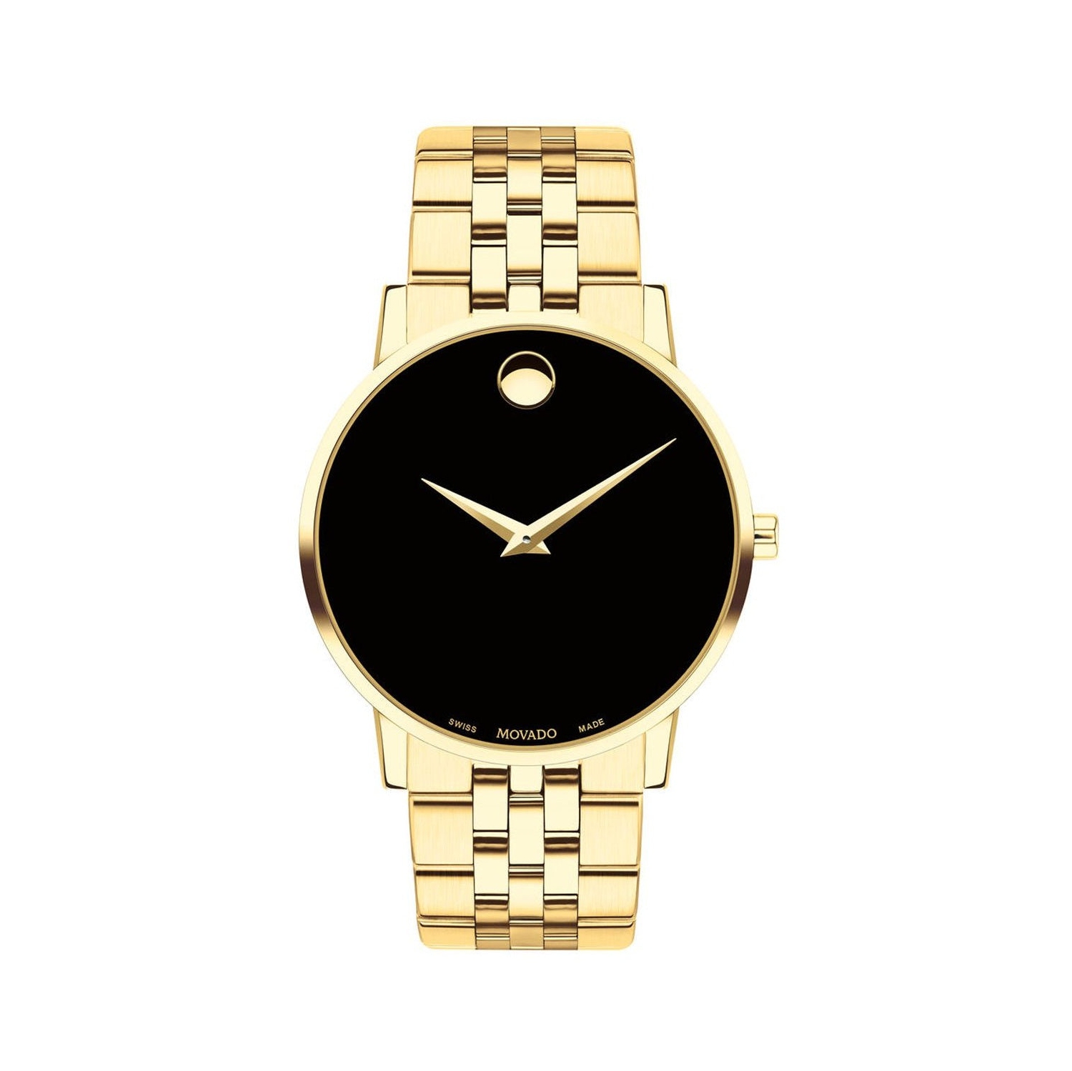 Movado Museum Classic Black Dial Yellow Gold PVD Men's Watch 0607203