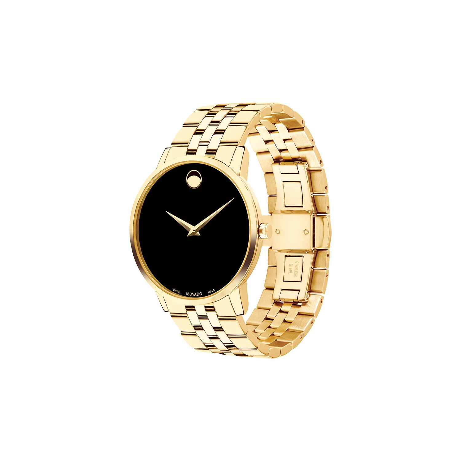 Movado Museum Classic Black Dial Yellow Gold PVD Men's Watch 0607203