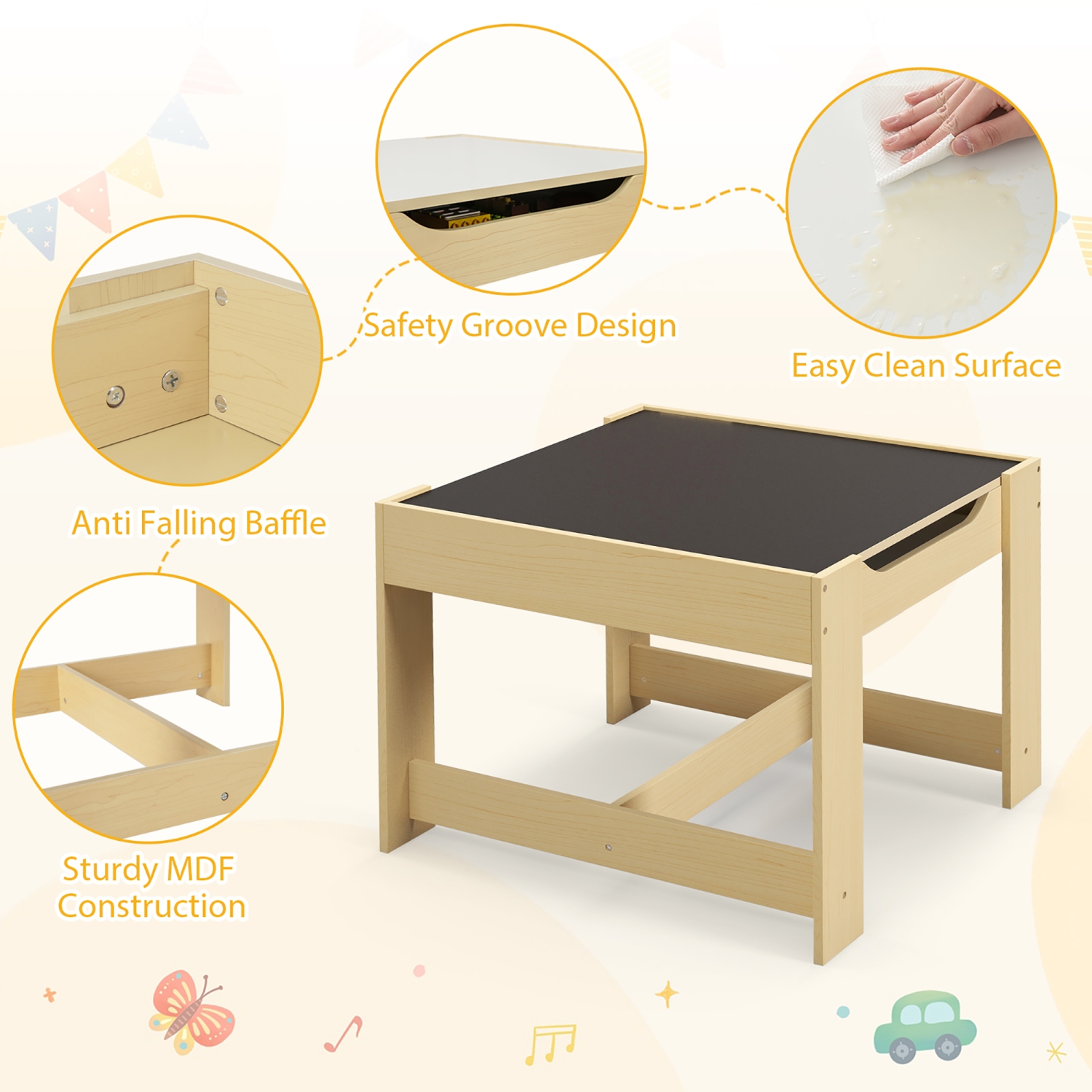 Ensemble table et chaises pour enfants Gymax 