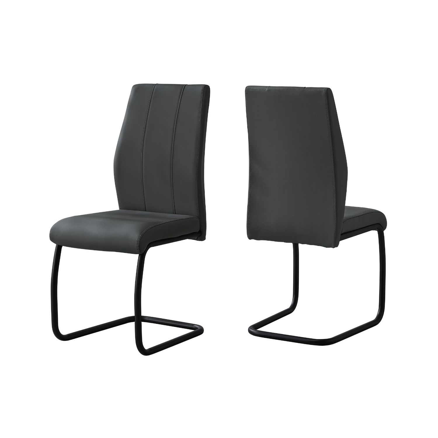 Monarch Specialties Contemporary 39"H 2 Piece Leather-Look/Metal Dining Chair - Grey