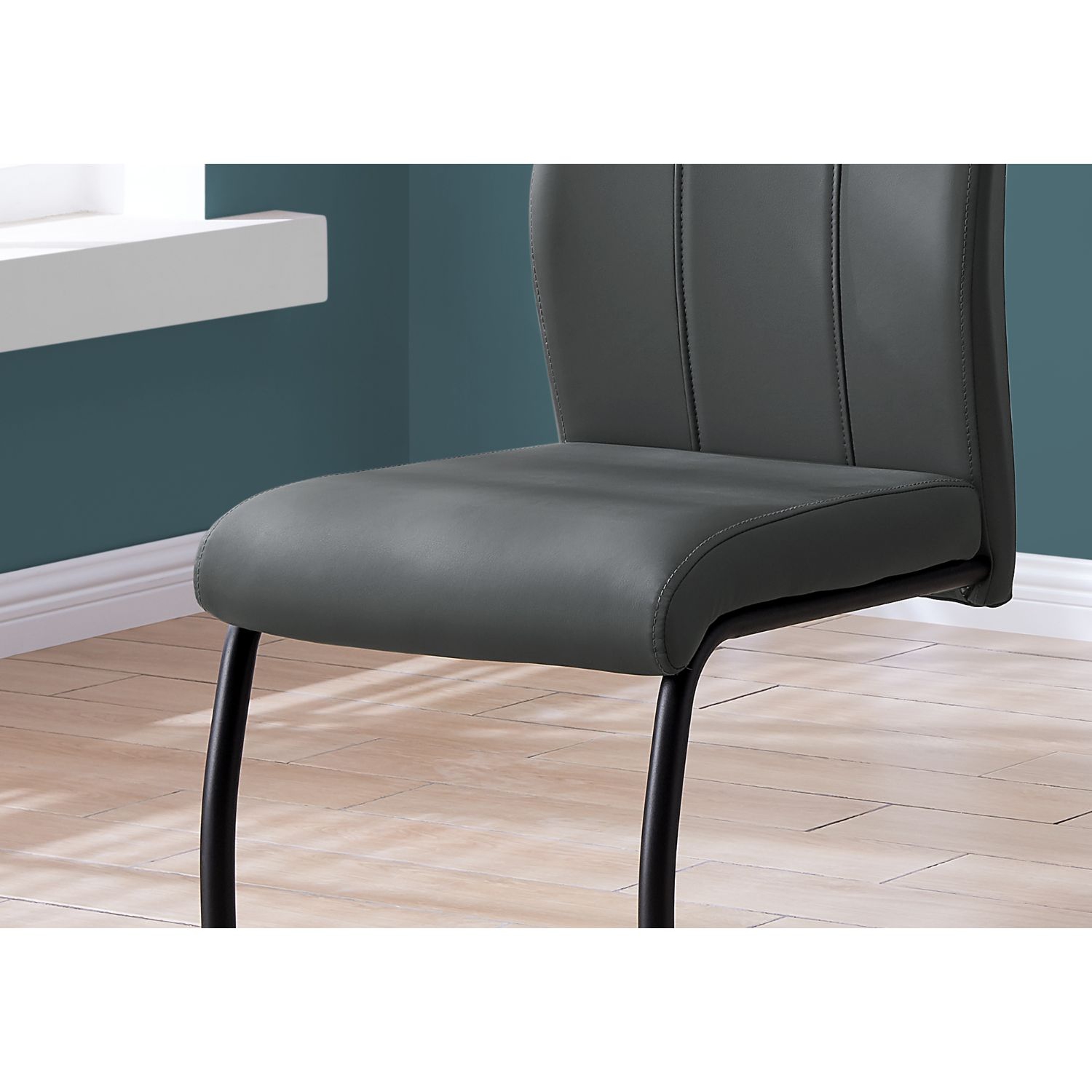 Monarch Specialties Contemporary 39"H 2 Piece Leather-Look/Metal Dining Chair - Grey