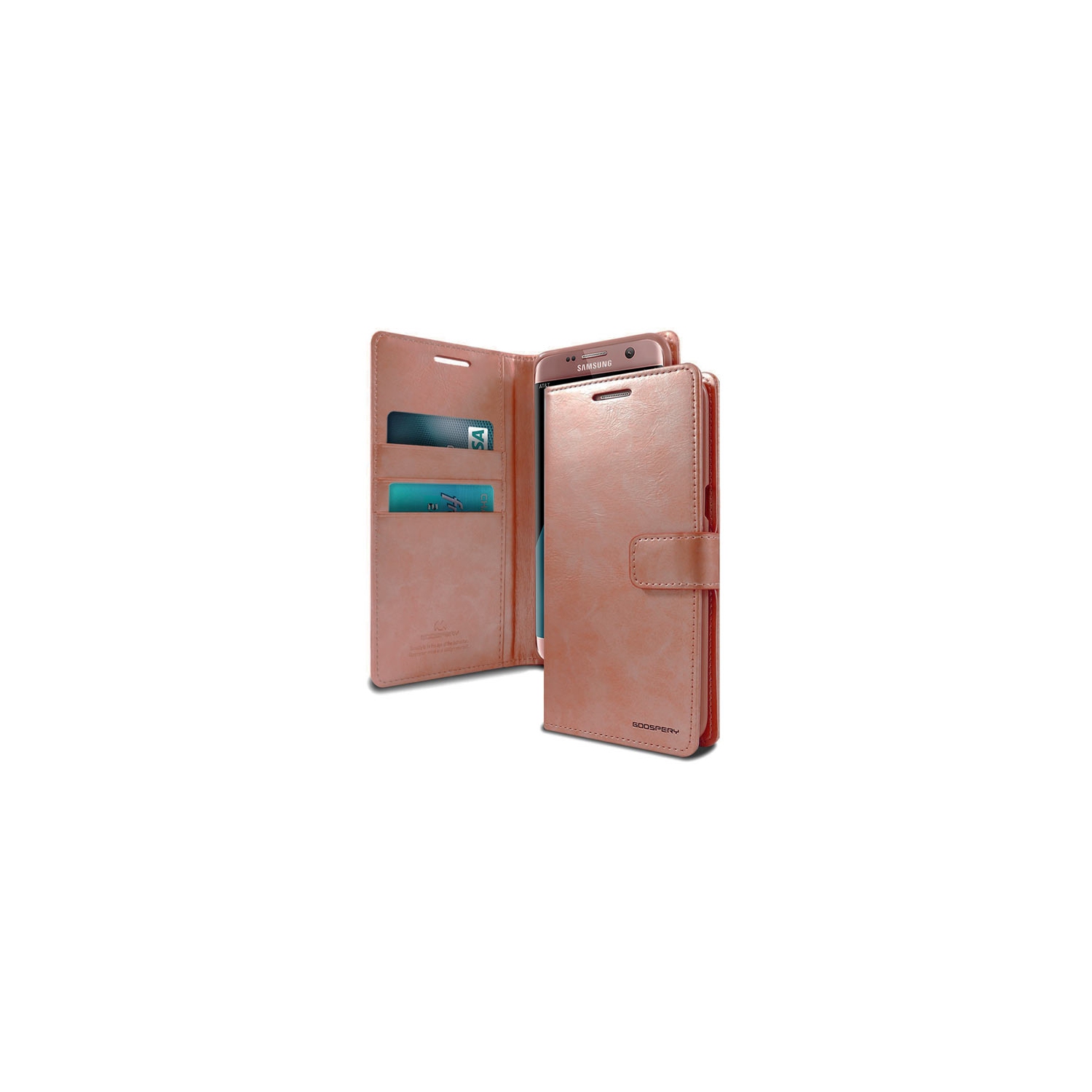 TopSave Goospery BlueMoon Card Slot With Magnetic Clip Leather Folio Wallet Flip Case For Iphone XR(6.1), Rose Gold