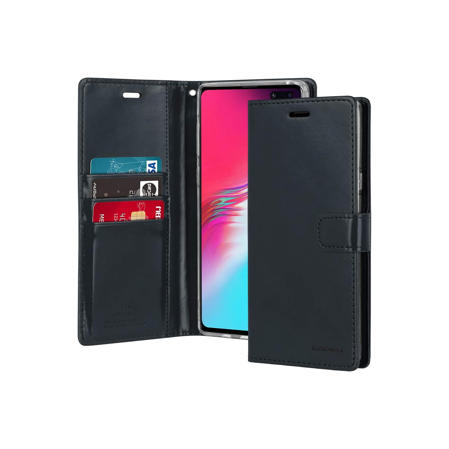 étui agenda goospery bluemoon pour Samsung S10e, bleu marin