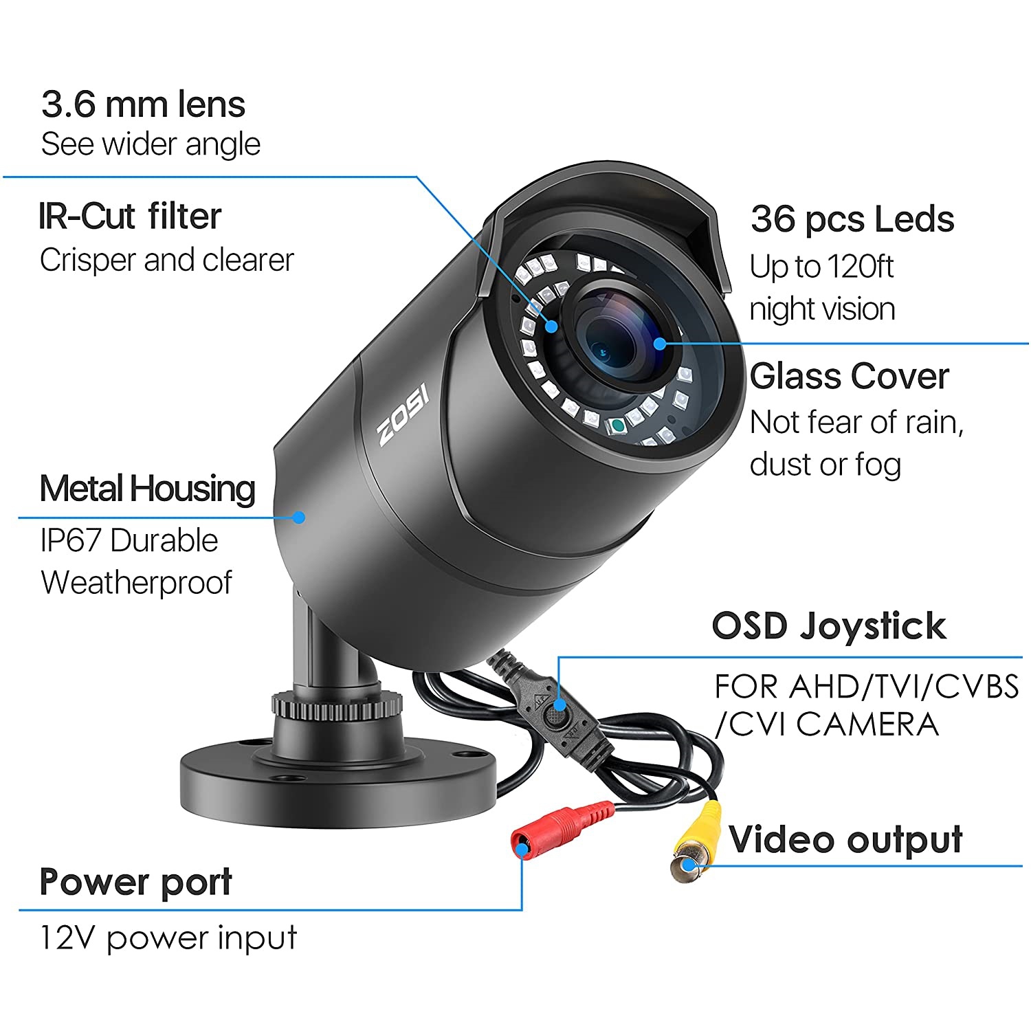 ZOSI Caméra de sécurité dôme filaire 5MP dôme extérieur avec projecteur,  vision nocturne couleur, audio bidirectionnel - Wayfair Canada