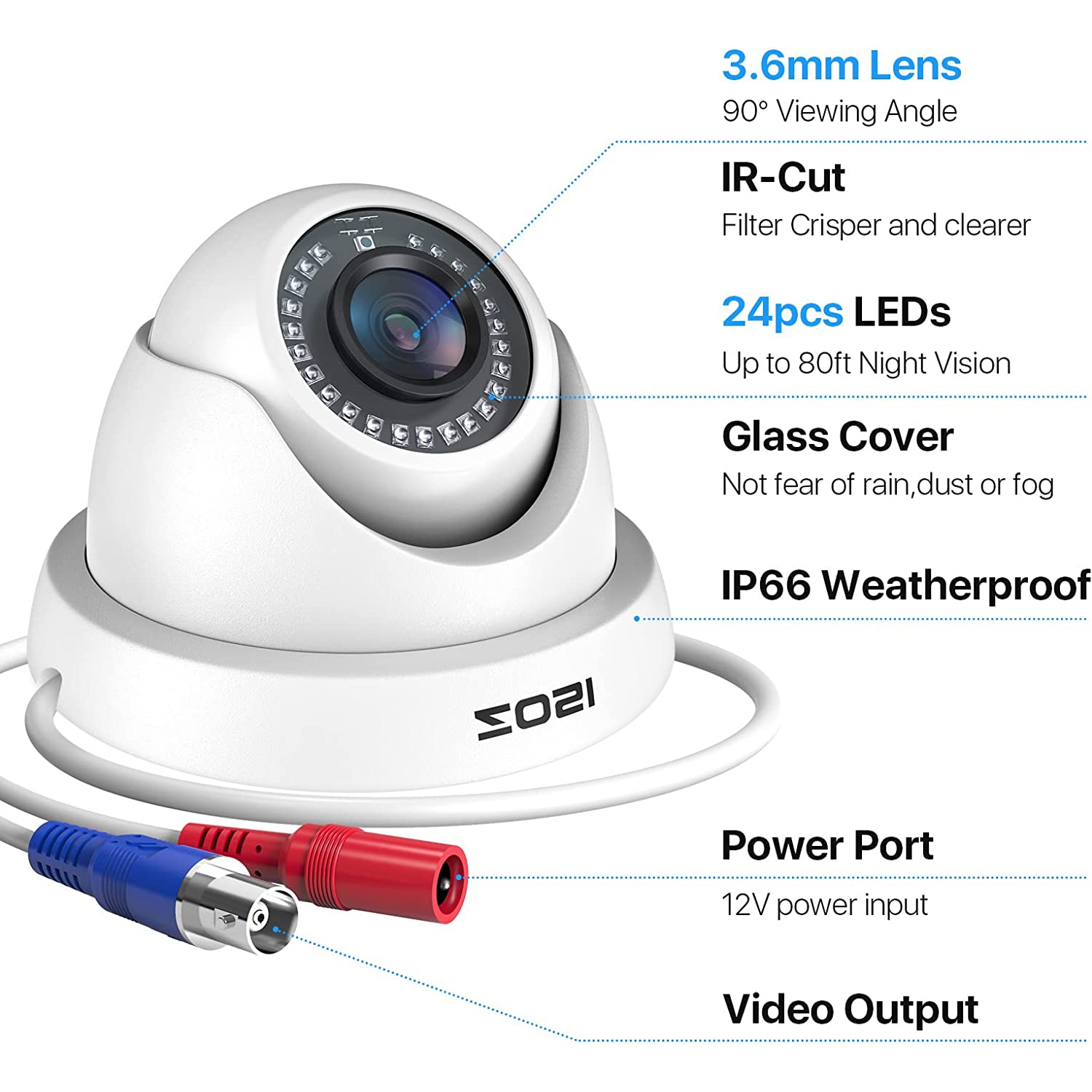 ZOSI Add-On Wired 1080P 2MP Outdoor Security Camera Kit, 4pcs HD-TVI Dome Surveillance Camera for HD-TVI DVR Surveillance Recorder, 80ft Night