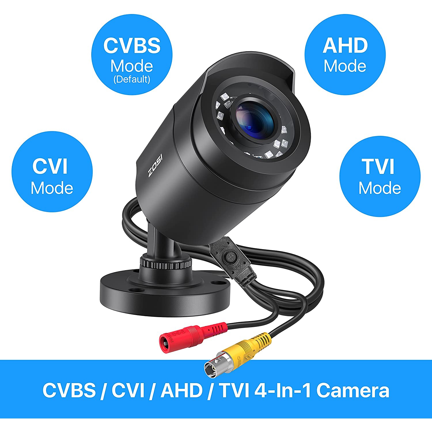 ZOSI Add-on Wired 1080P 2MP HD Hybrid 4-in-1 Bullet Outdoor Analog Security Camera for TVI/CVI/AHD/CVBS DVR Recorder & Surveillance Camera System,