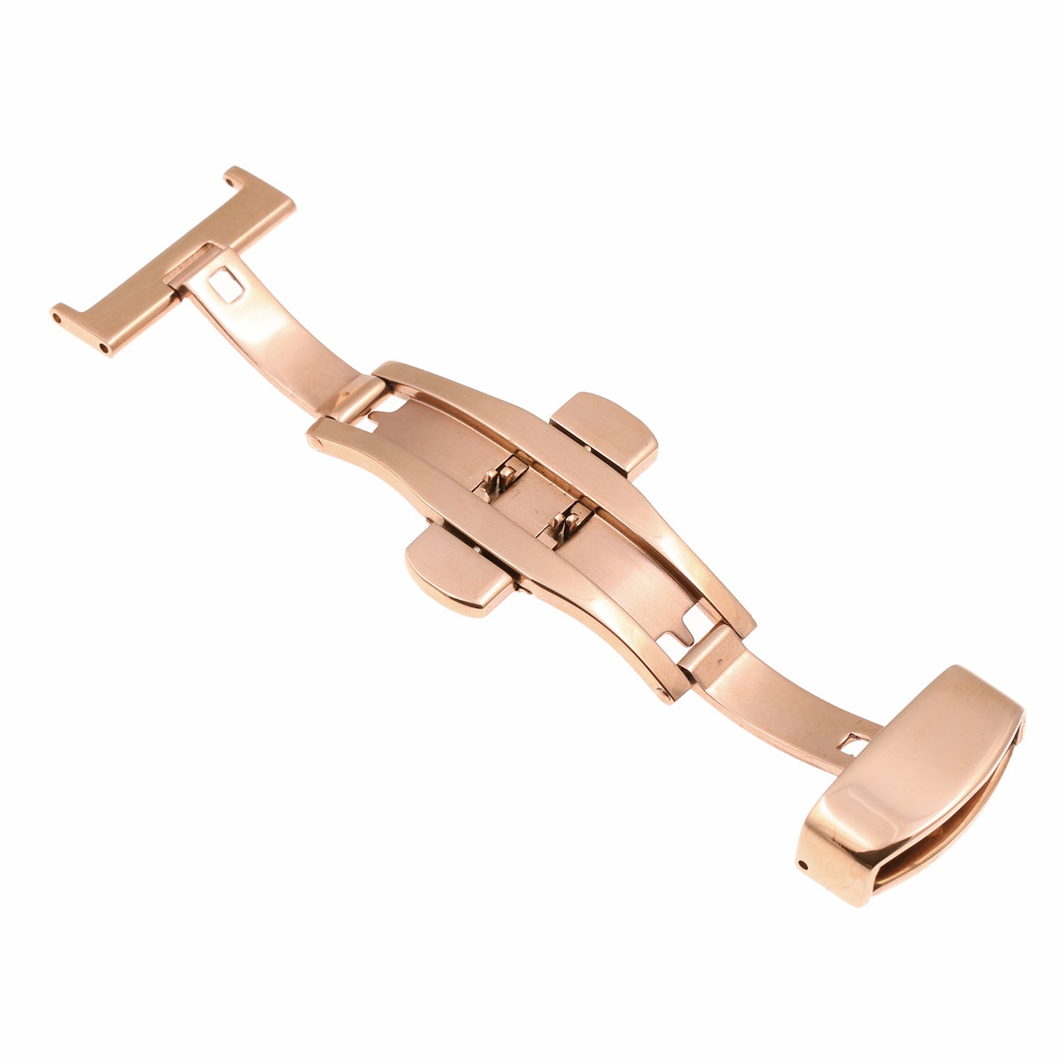 StrapsCo Butterfly Deployant Deployment Clasp Buckle for Watch Band Strap - 20mm - Rose Gold