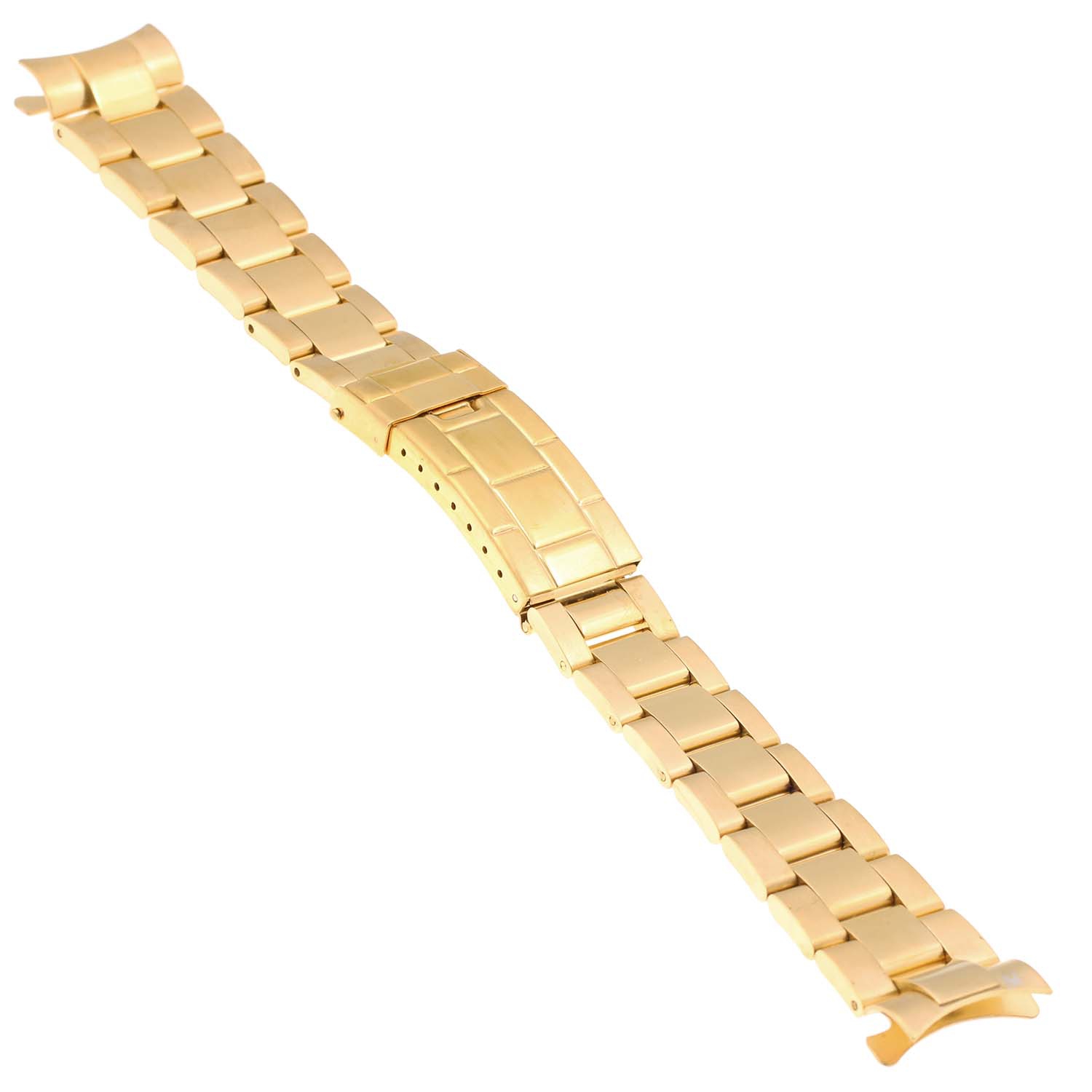 StrapsCo Stainless Steel Oyster Watch Band Strap Bracelet with Curved Ends for Rolex - 20mm - Yellow Gold