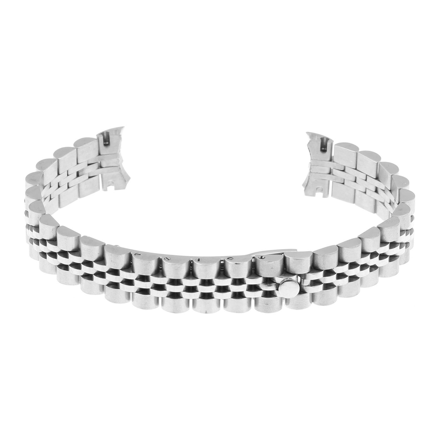 StrapsCo Stainless Steel Women Jubilee Curved End Watch Band Strap Bracelet for Rolex - 13mm - Silver