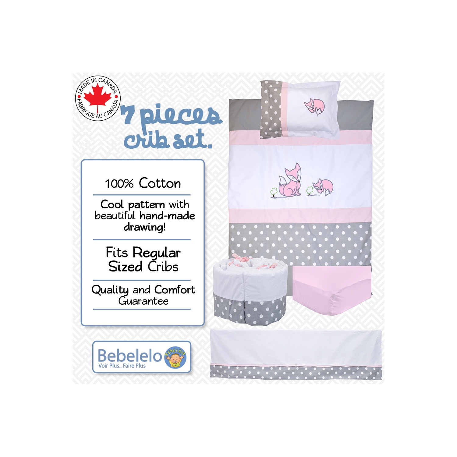 Bebelelo - Bedding Set - 7 Pieces - Roxa the Vixen Rose
