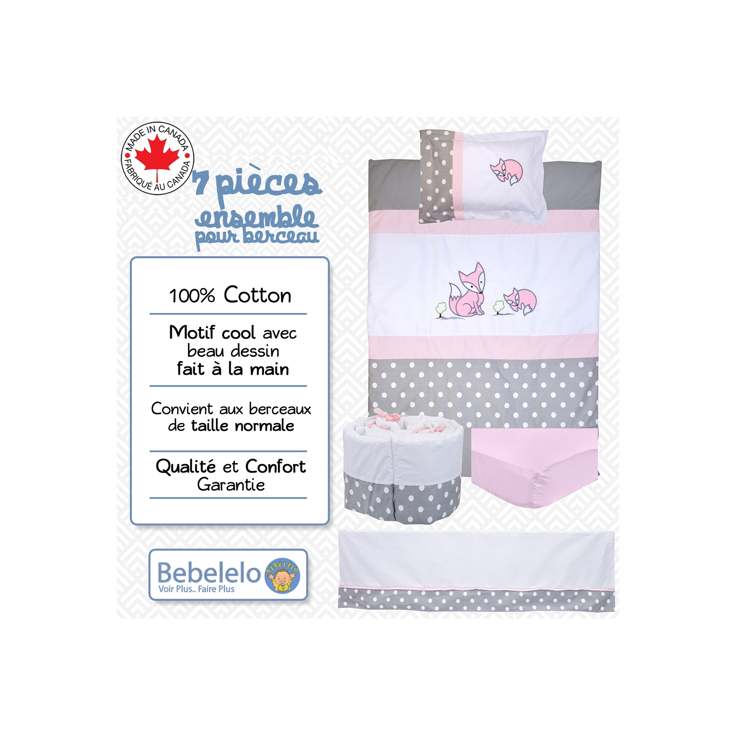 Bebelelo - Bedding Set - 7 Pieces - Roxa the Vixen Rose