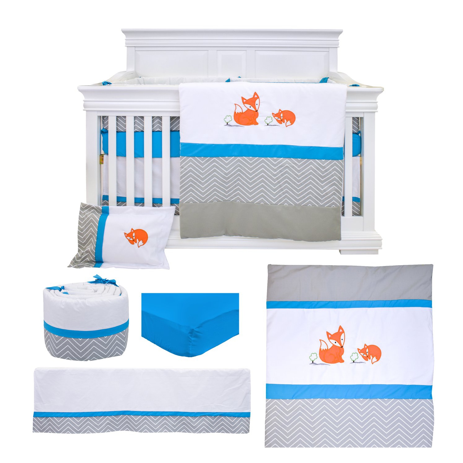 Bebelelo - Ensemble Literie - 7 Morceaux - Foxy le renard fait dodo