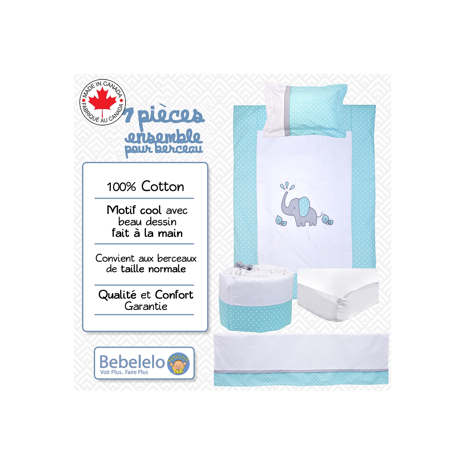 Bebelelo - Bedding Set - 7 Pieces - Dumbo the Elephant