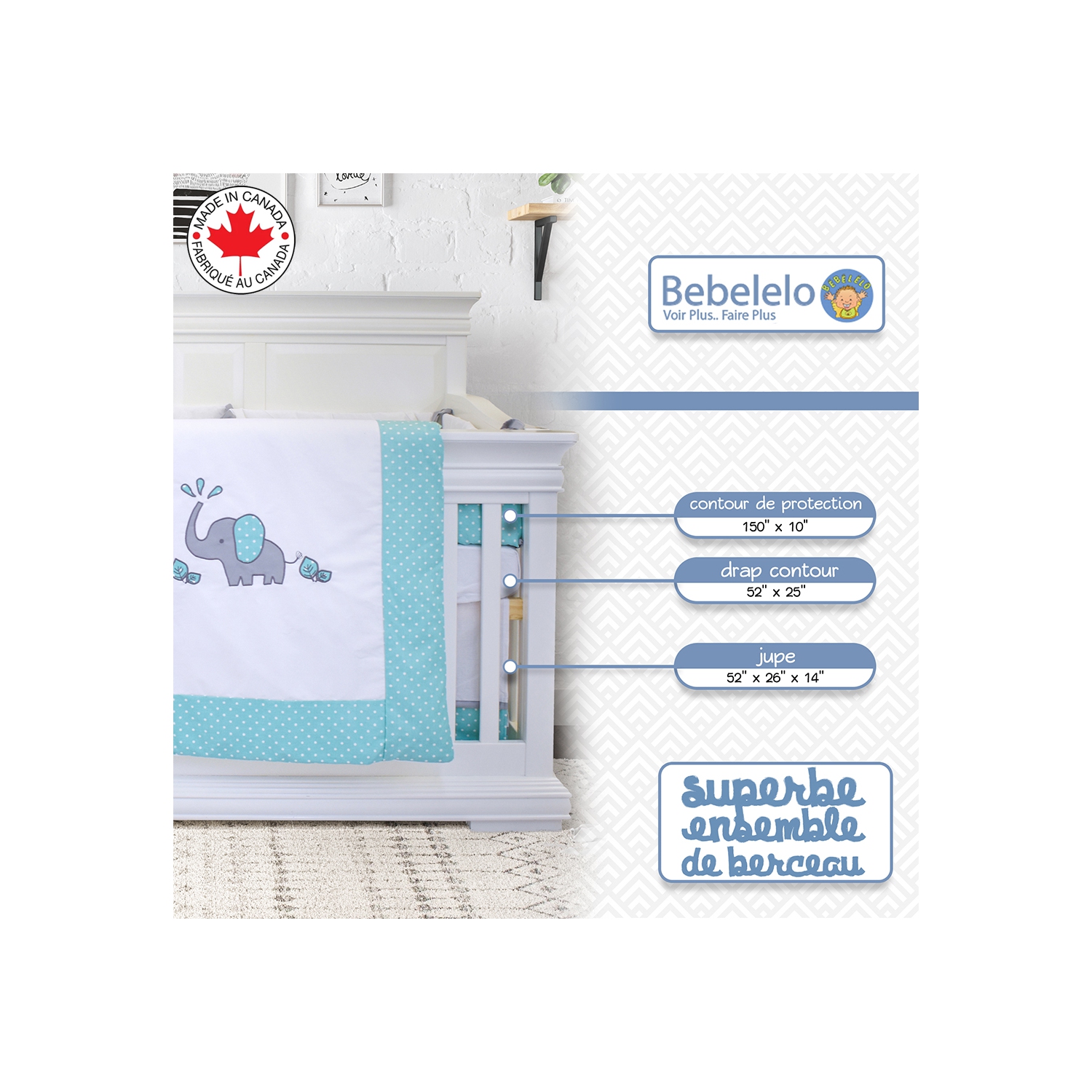 Bebelelo - Bedding Set - 7 Pieces - Dumbo the Elephant
