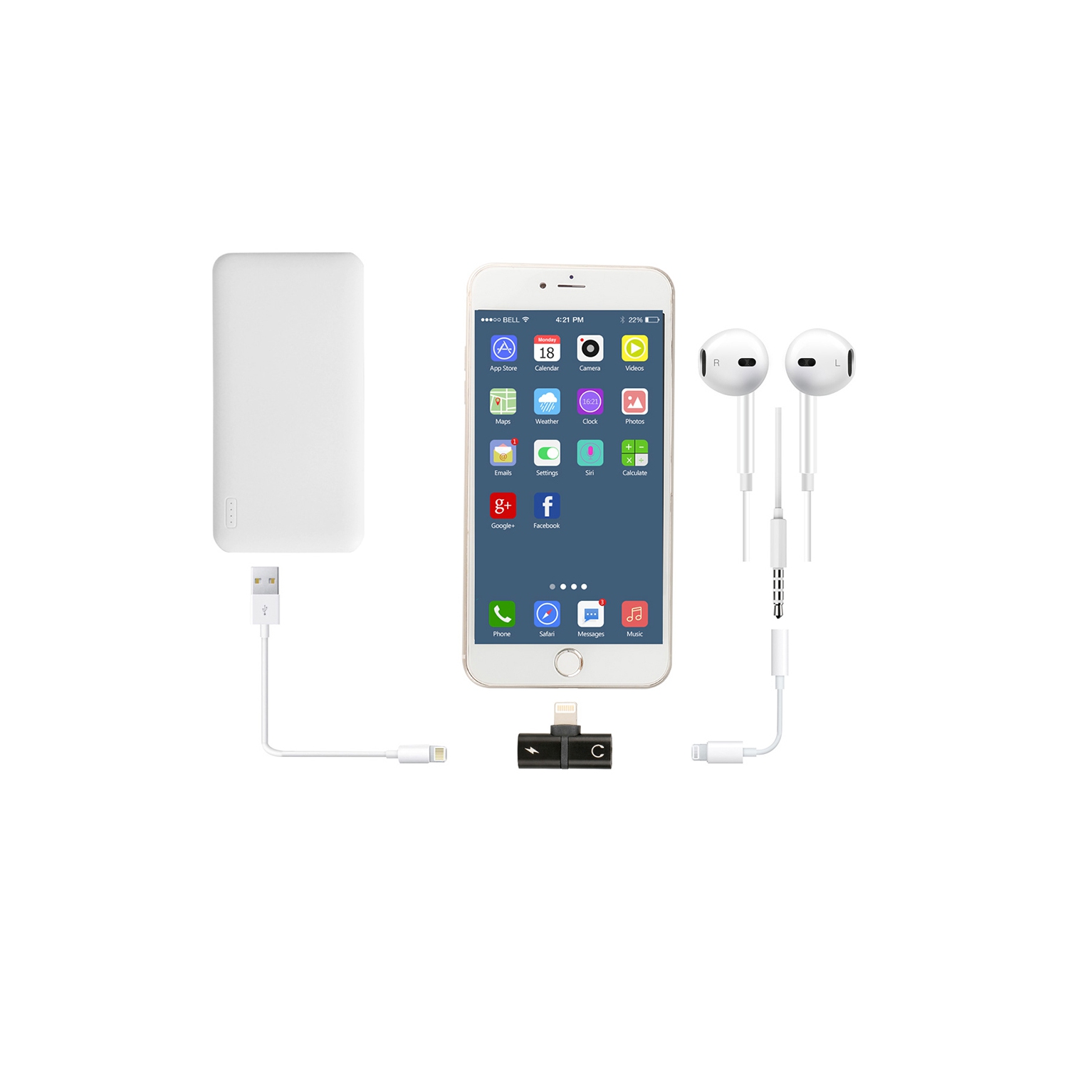 SenseiPhoto 2 in 1 Double iPhone Adapter Headphone Lightning Converter iPhone 12 11 XR XS X 8 7 PLUS Splitter Dual Audio Cable Charge