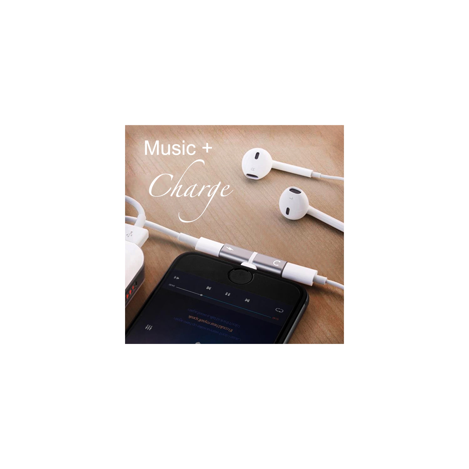 SenseiPhoto 2 in 1 Double iPhone Adapter Headphone Lightning Converter iPhone 12 11 XR XS X 8 7 PLUS Splitter Dual Audio Cable Charge