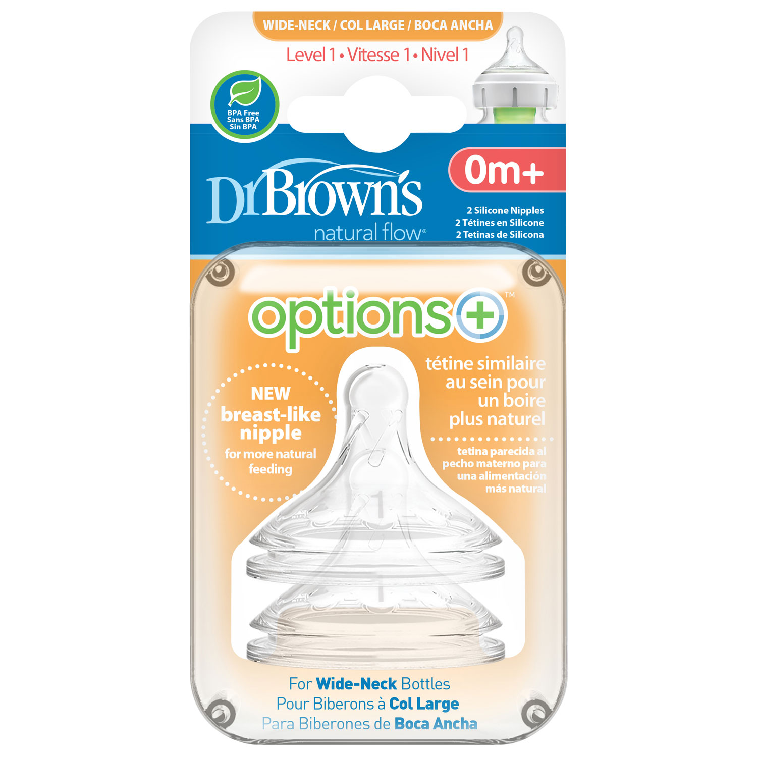 Tetine A Goulot Large De Niveau 1 Natural Flow Options De Dr Brown S Paquet De 2 Transparent Best Buy Canada