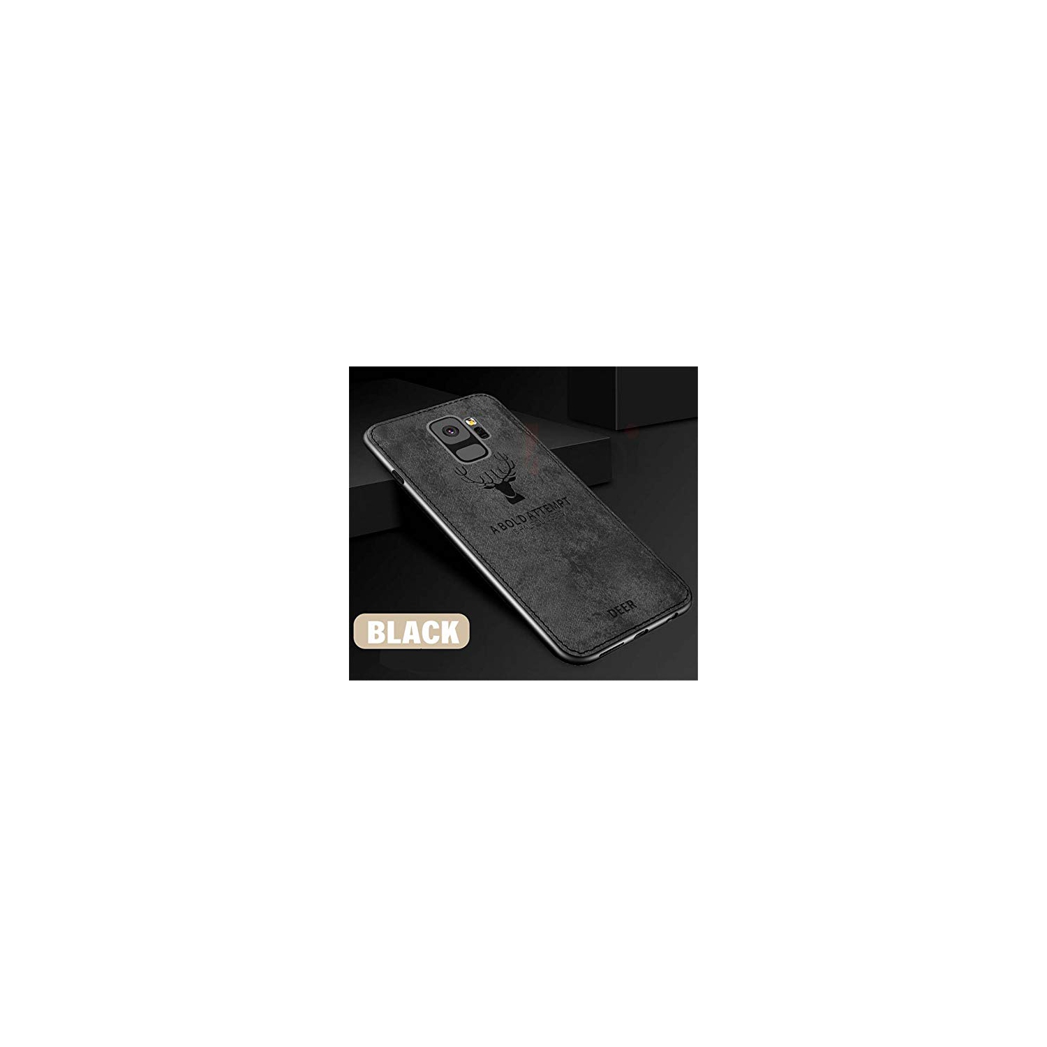 Deer Cloth Silicone Protective Back Cover Case for Samsung Galaxy S9 (Black)