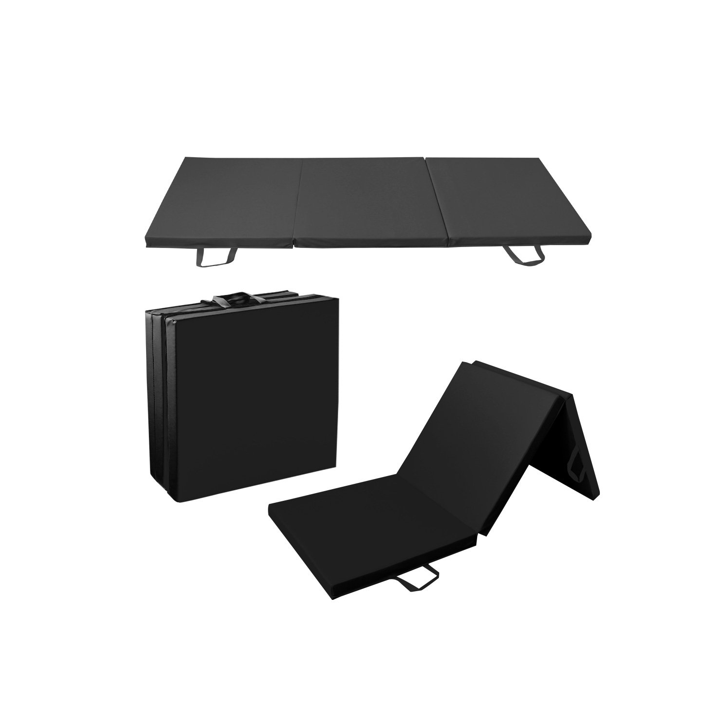 Kunova Exercise Tri-Fold Gym Mat 2" 6' x 2 x 2"' (180x60x5 CM) Thick Fitness Mat w/PU Leather for Gymnastics, Yoga, Aerobics, Martial Arts,