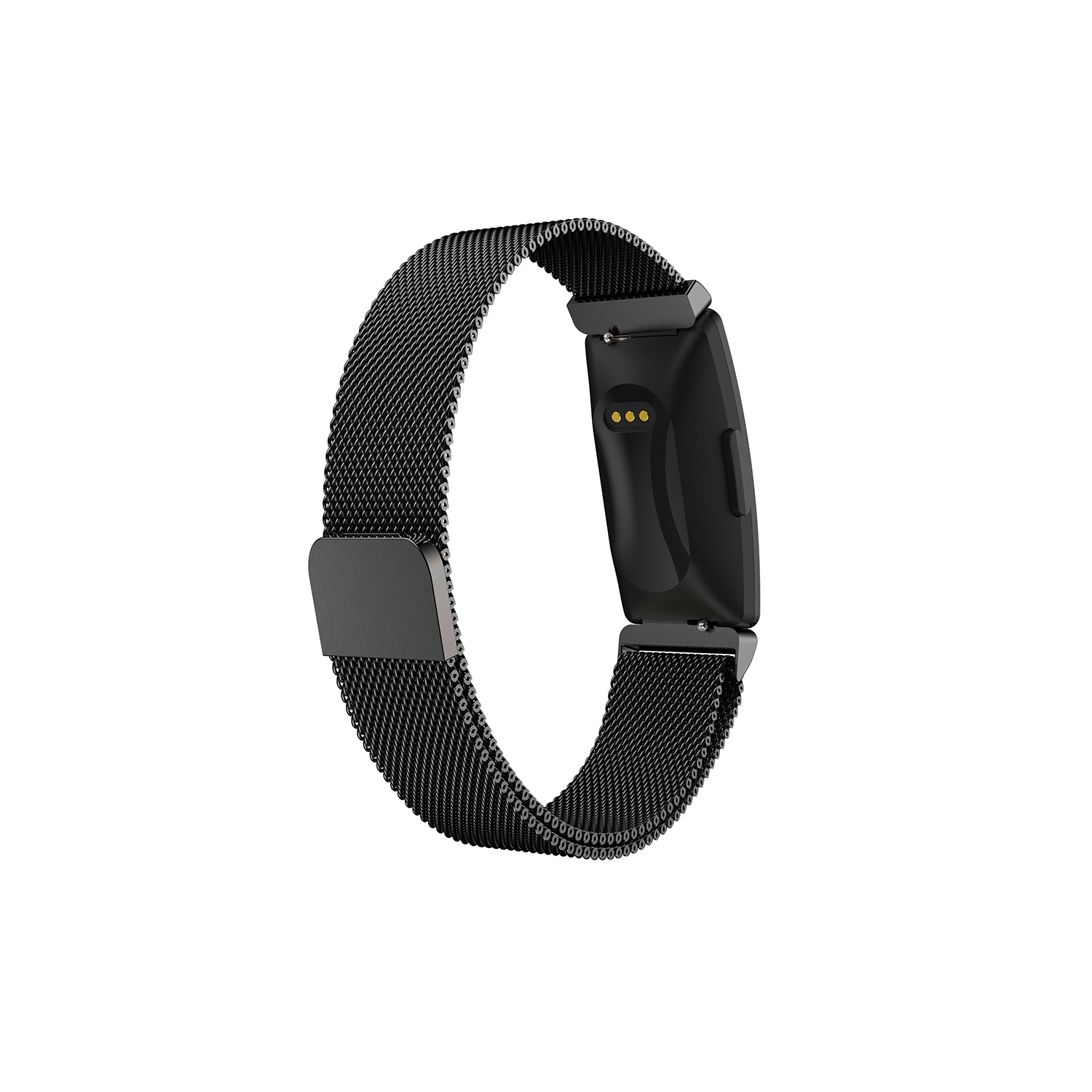 StrapsCo Stainless Steel Milanese Mesh Watch Band Strap for Fitbit Inspire & Inspire HR - Medium-Long - Black