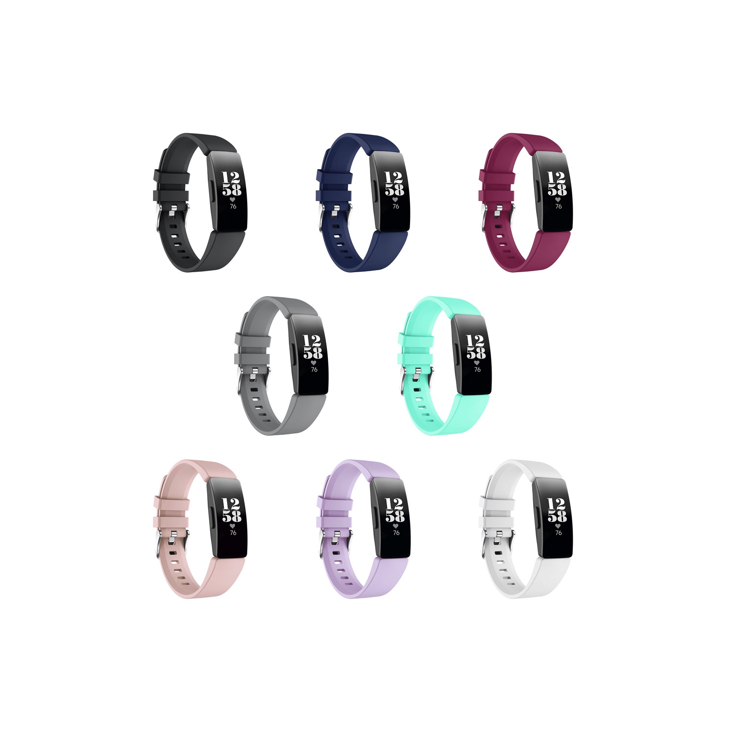 StrapsCo Silicone Rubber Watch Band Strap for Fitbit Inspire & Inspire HR - Medium-Long - White