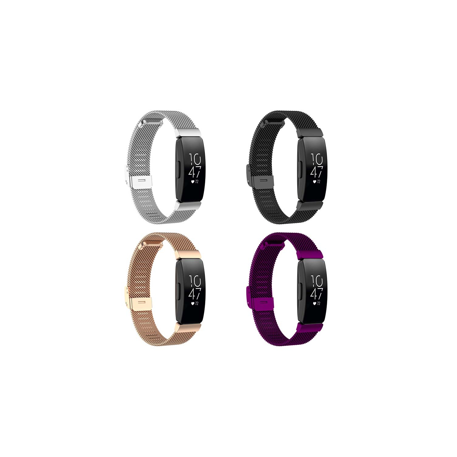 StrapsCo Shark Mesh Watch Band Strap for Fitbit Inspire & Inspire HR & Inspire HR - Medium-Long - Rose Gold