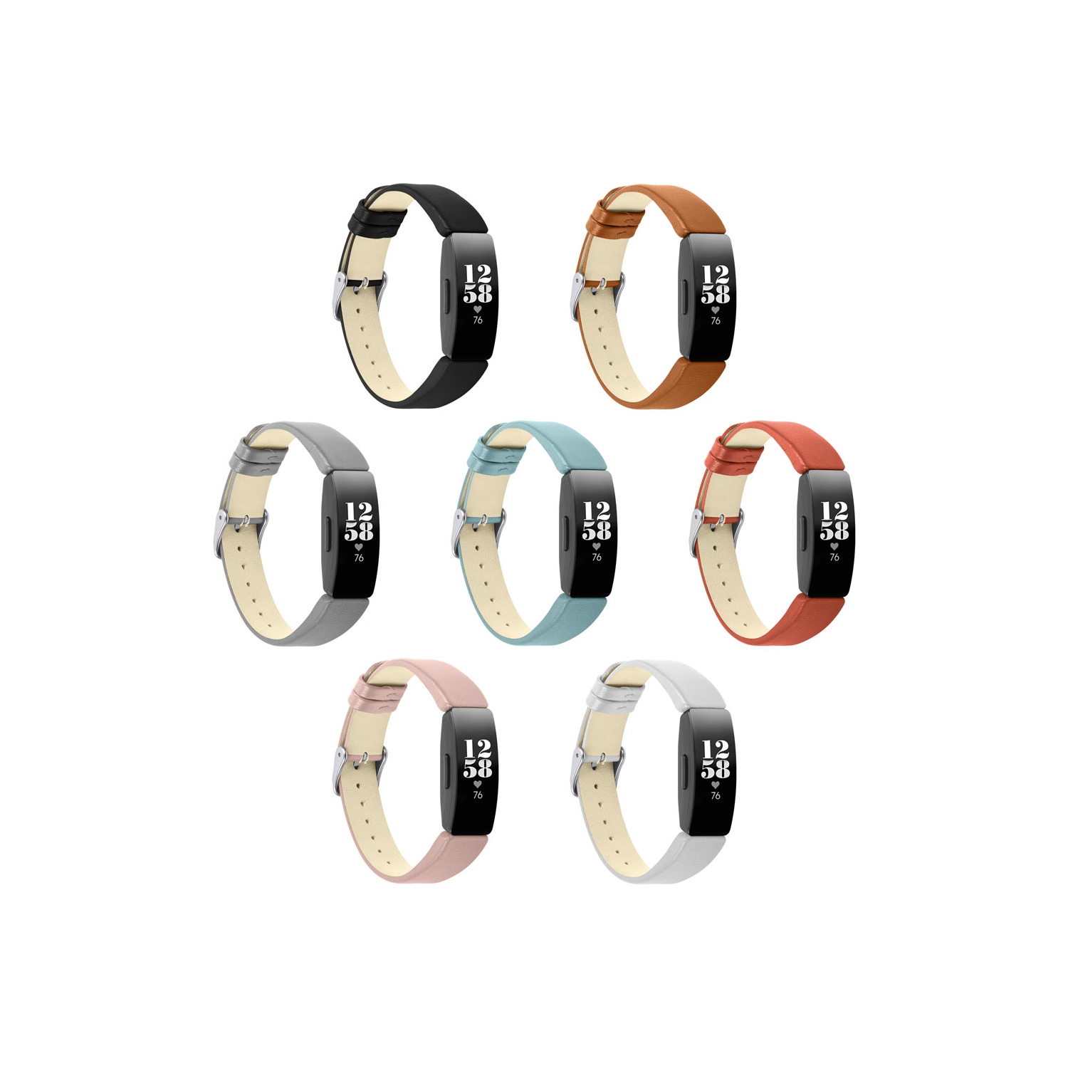 StrapsCo Smooth Leather Watch Band Strap for Fitbit Inspire & Inspire HR - Pink