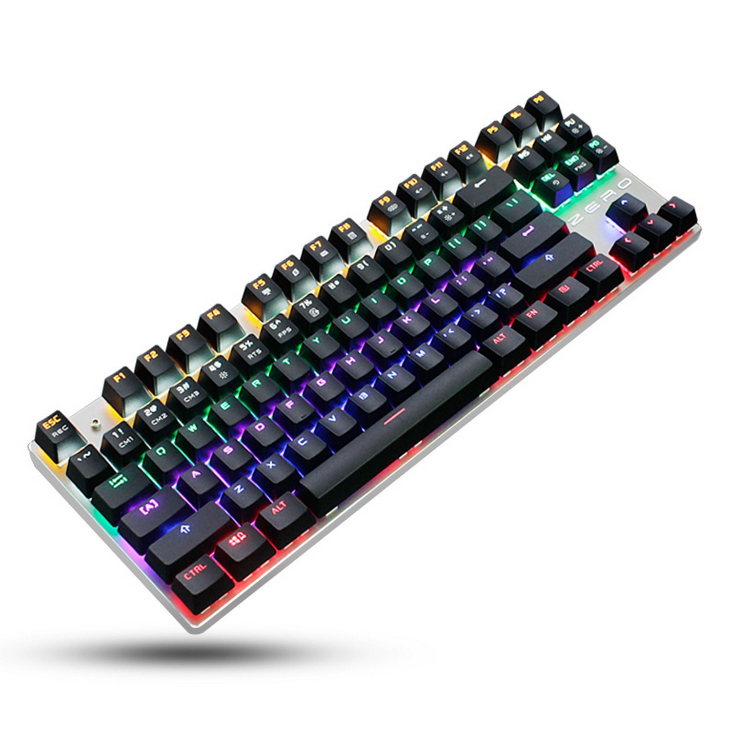 MiiU Multi color Backlit 87 Keys Mechanical Gaming Keyboard, Black