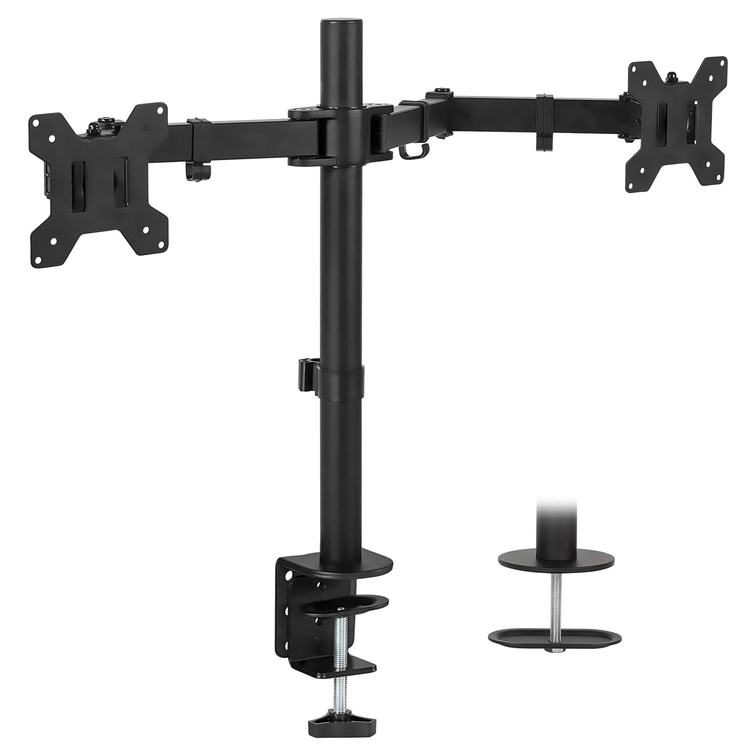 Mount-It! Dual Monitor Adjustable Desk Mount - Black -
