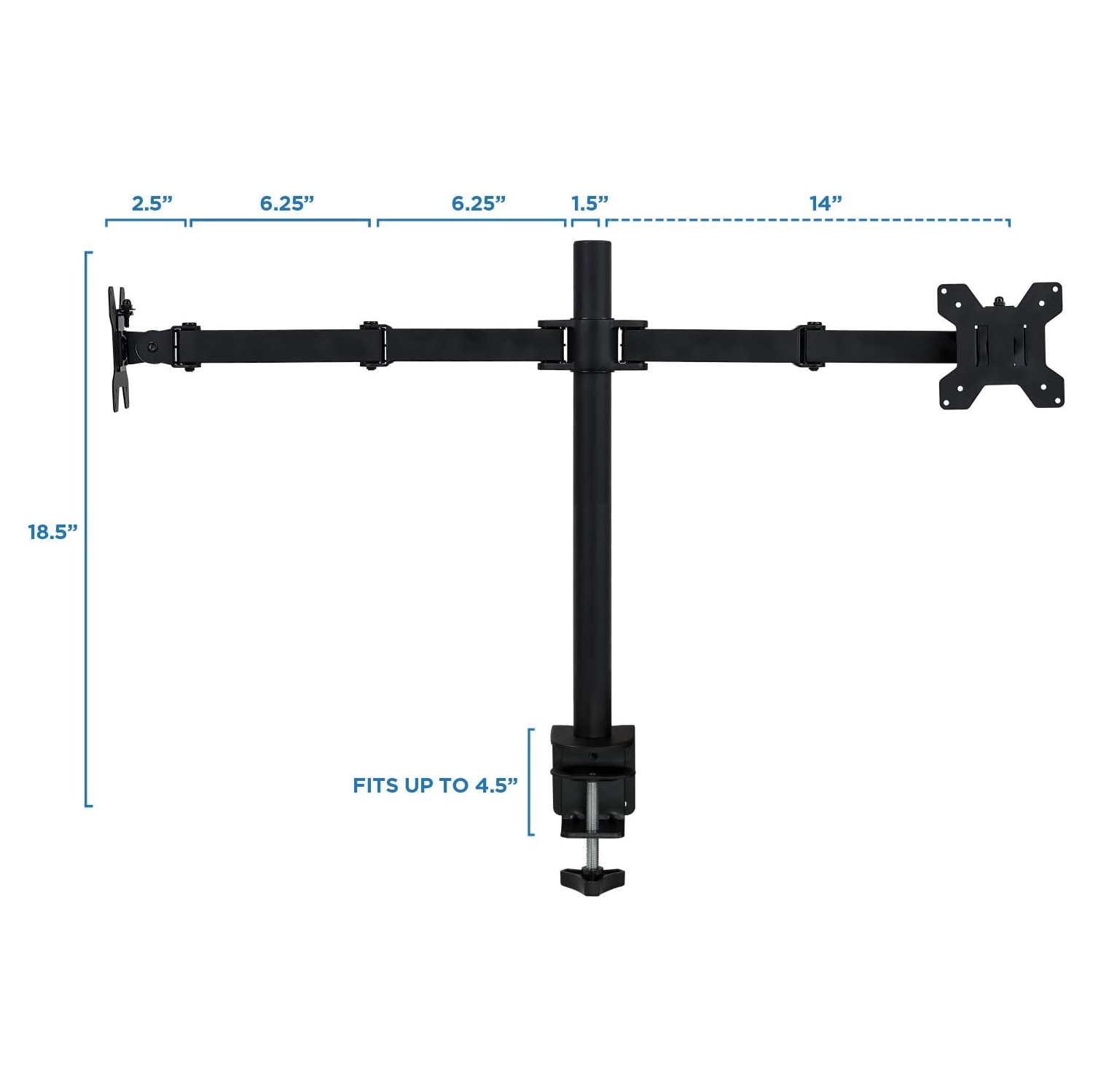 Mount-It! Dual Monitor Adjustable Desk Mount - Black -