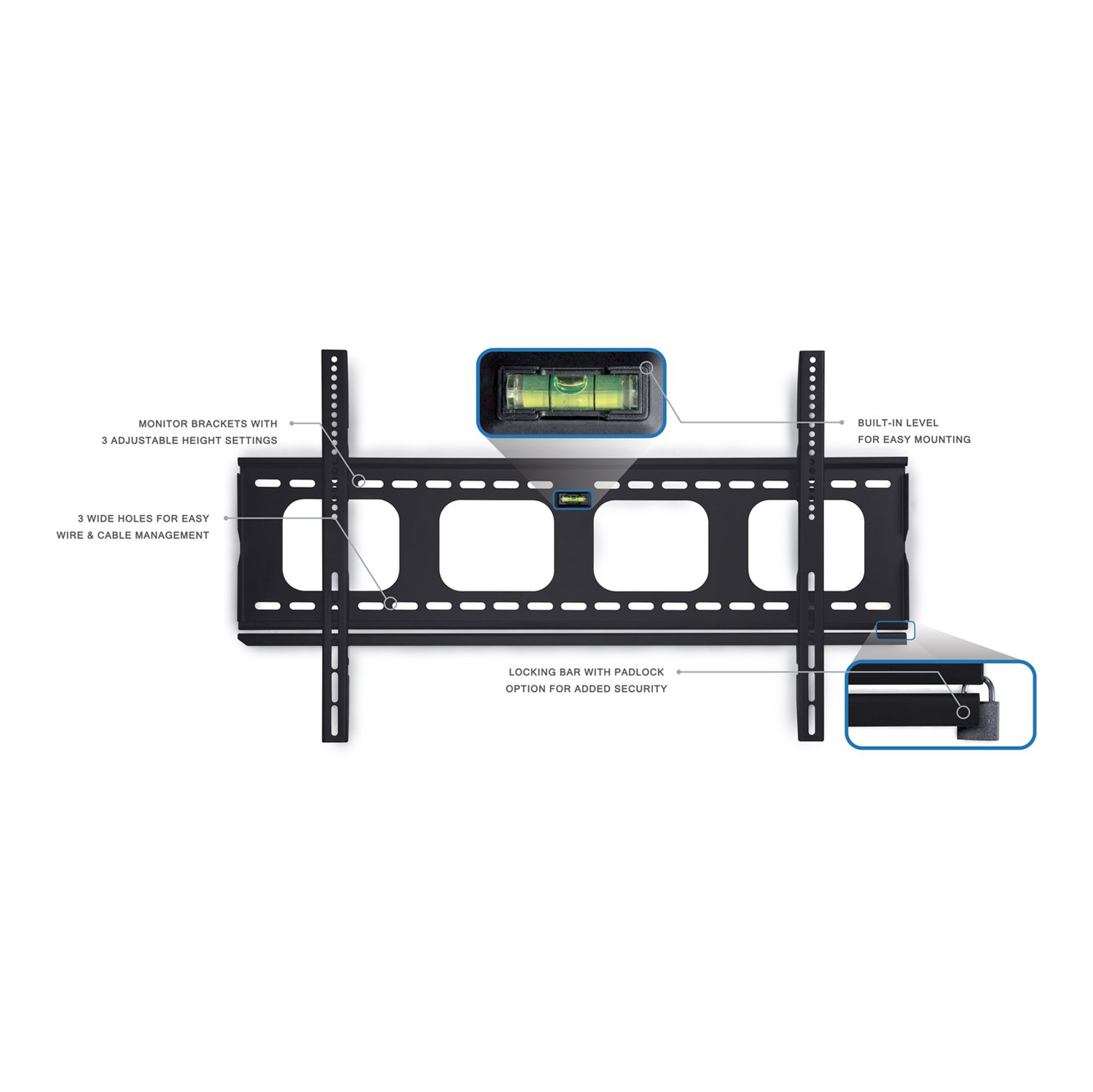 Montez-le! Support mural fixe mince pour téléviseur à écran plat de 42 à 70 po, profil mince de 1 po, VESA 800 x 400, 600 x 400