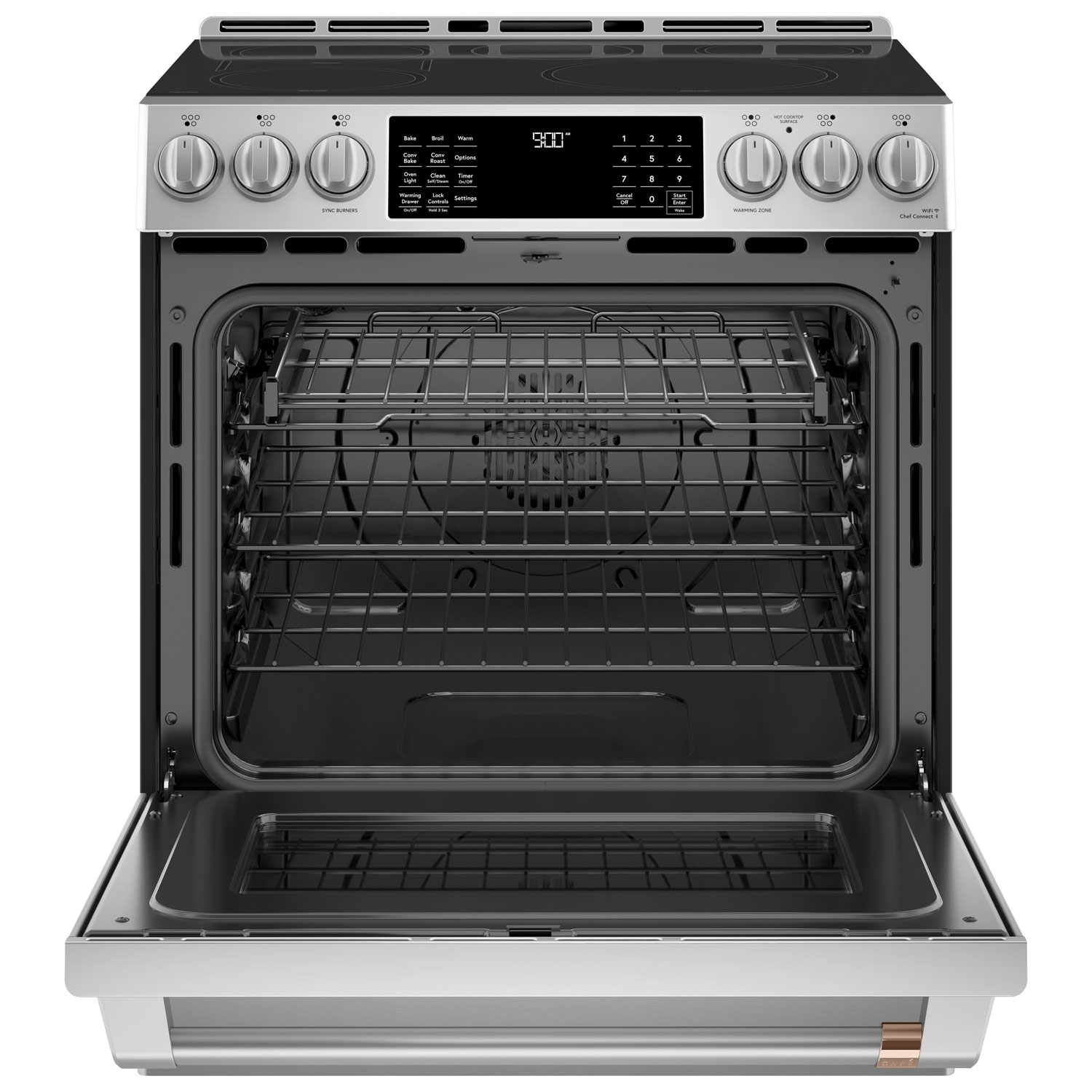 Café 30" 5.7 Cu Ft True Convection 5-Element Slide-In Induction Range-Stainless Steel