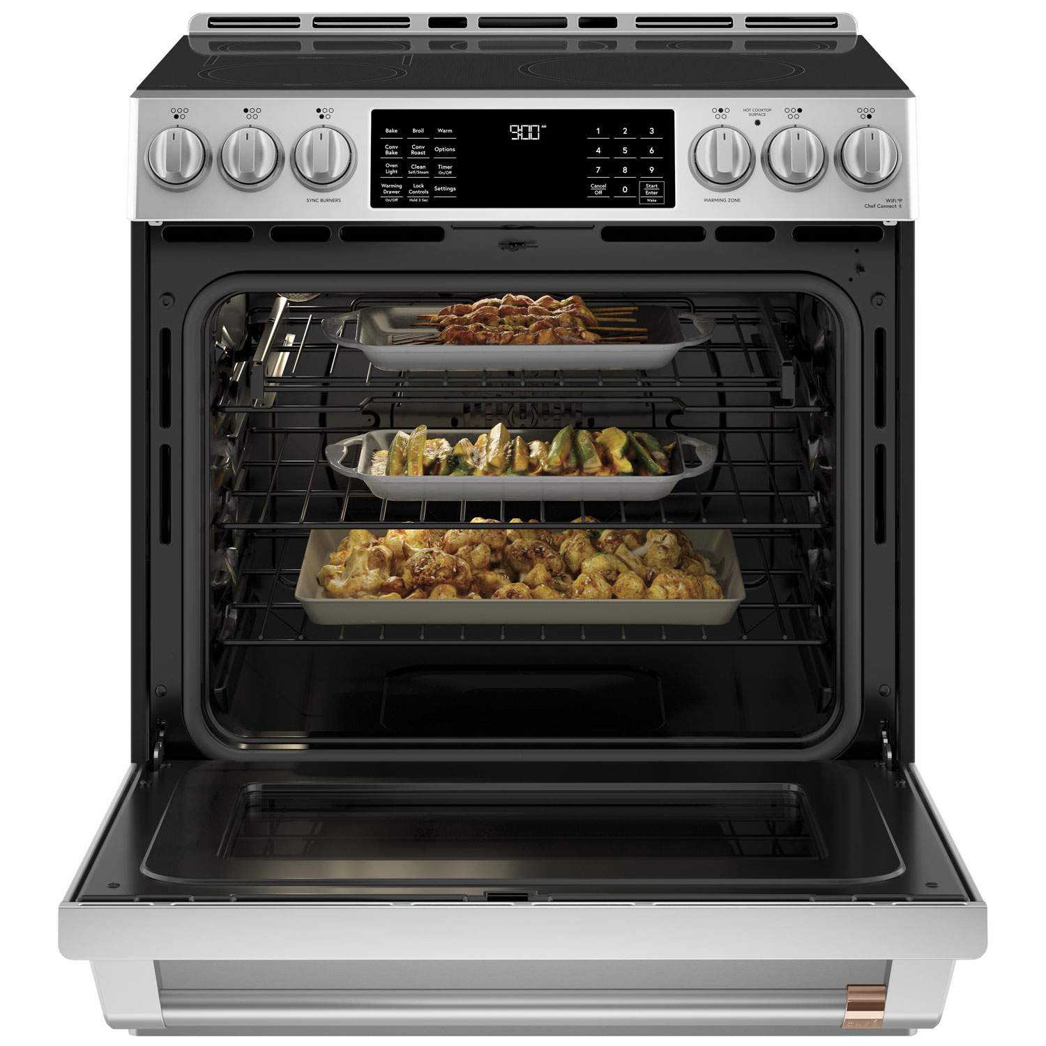 Café 30" 5.7 Cu Ft True Convection 5-Element Slide-In Induction Range-Stainless Steel