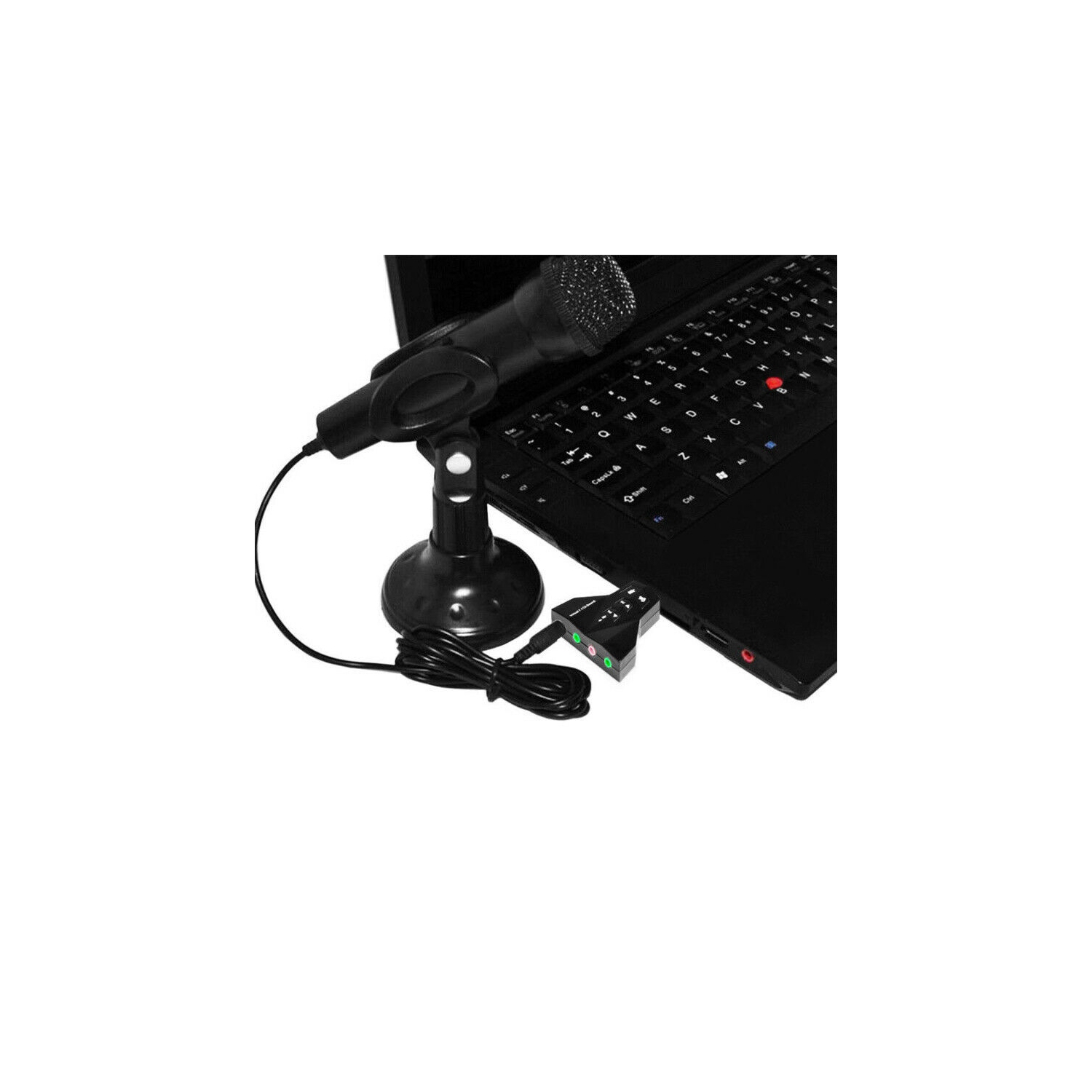 Cartes son externes Double Adaptateur Audio USB 2.0 vers 3.5mm 7.1 Channel pour Ordinateur Portable Casque Haut parleur Skype MSN Noir