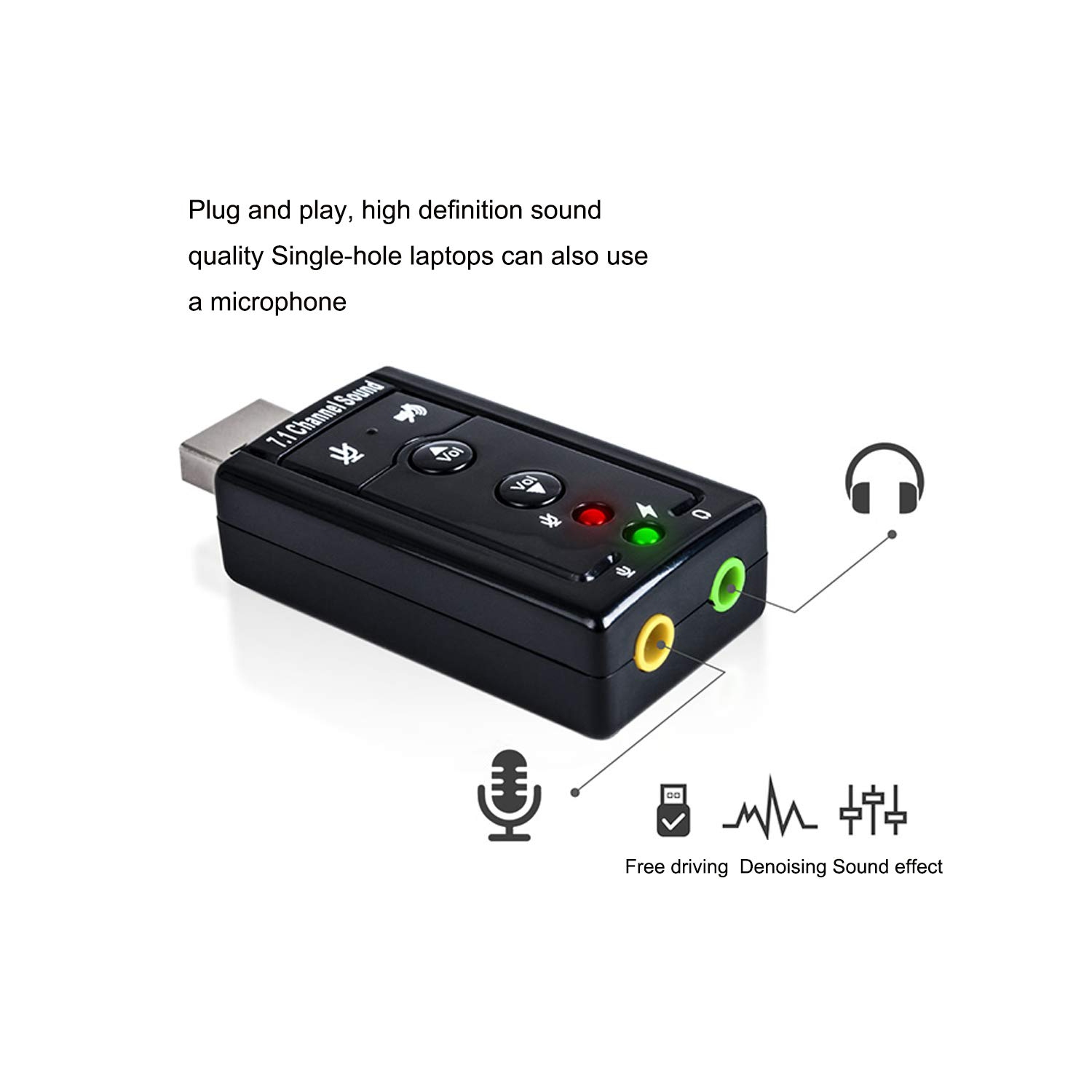 Adaptateur de carte son externe 7.1 canaux 3D Virtual 480 Mbit/s Mini USB 2.0