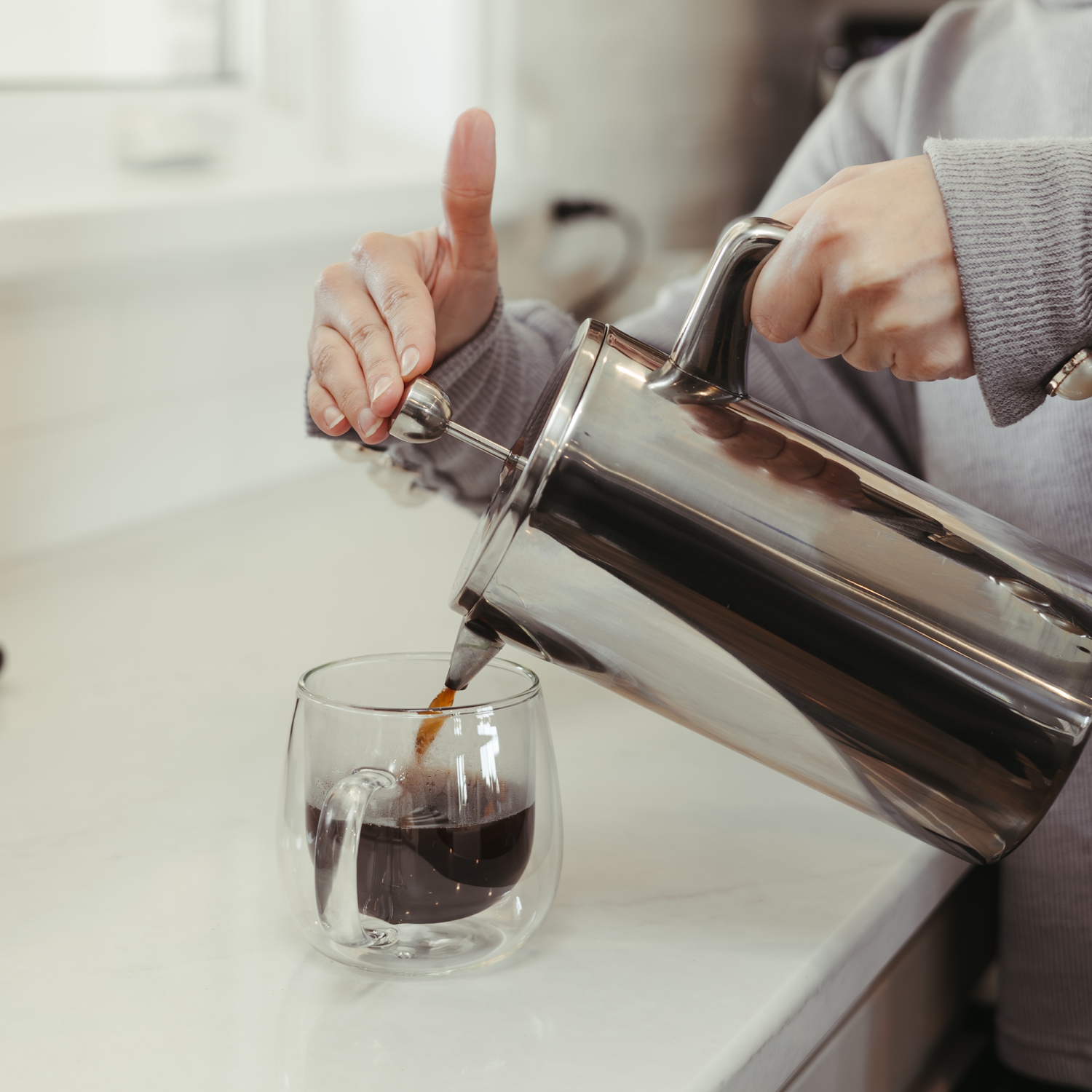 Cafetière à piston en acier inoxydable Dublin de 1&nbsp;L