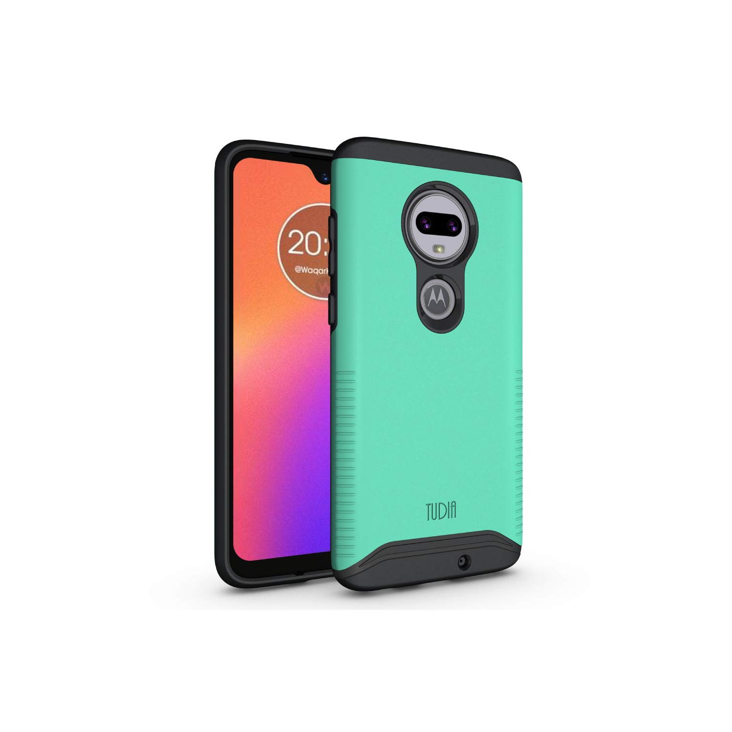 TUDIA Slim-Fit [Merge] Dual Layer Extreme Drop Protection/Rugged Phone Case for Motorola Moto G7/G7 Plus (Mint)