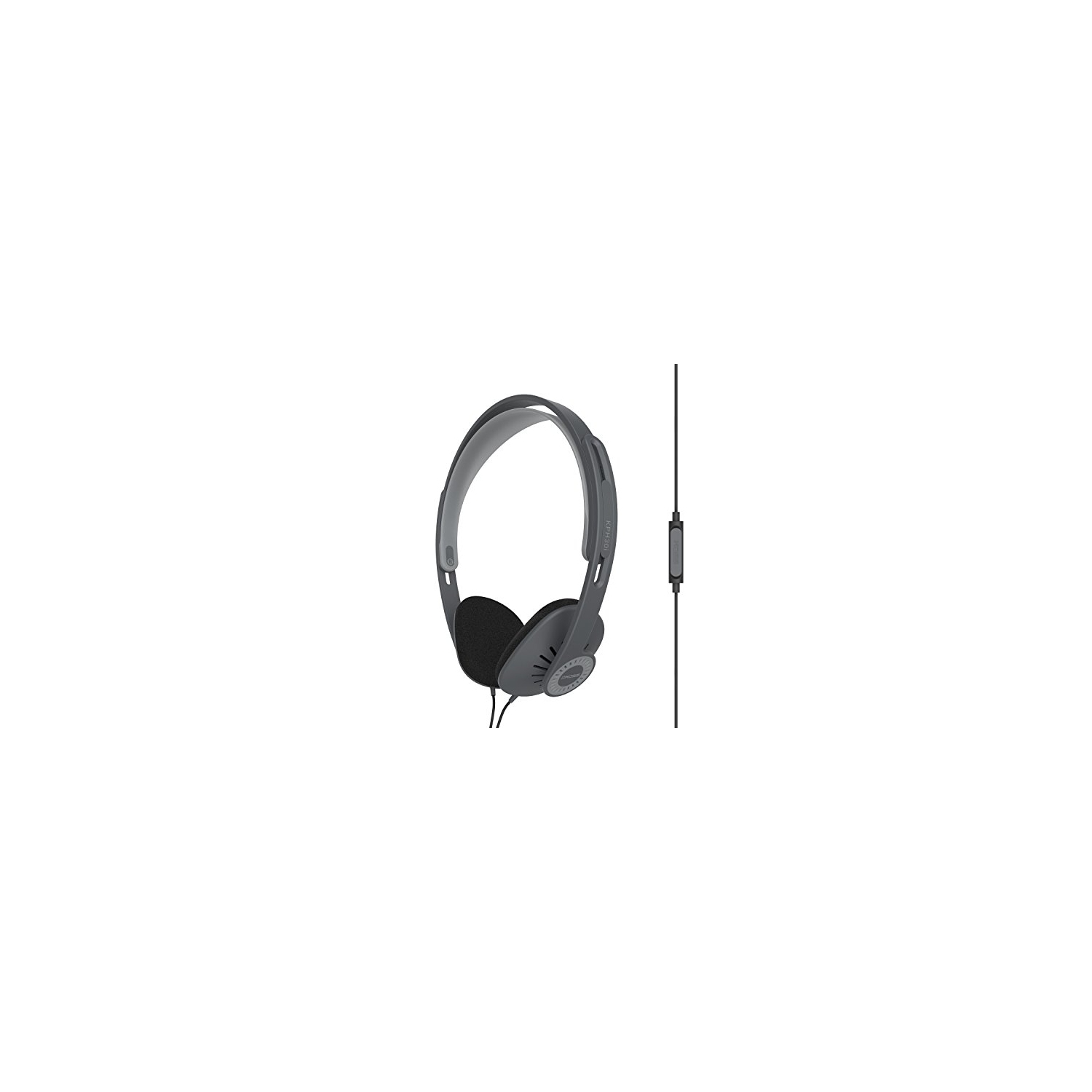 Koss KPH30i On-Ear Headphones | in-Line Microphone & Remote | Lightweight | Deep Bass | (Dark Grey)