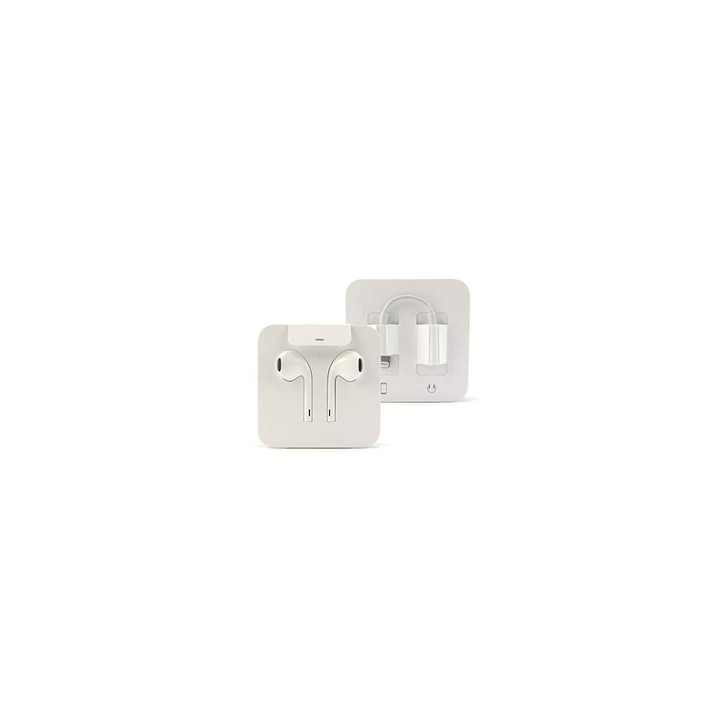 iPhone Earbuds Headphones Earpods w/Volume Buttons and Microphone w/Lightning Connector & 3.5mm Adapter (Bulk Packaging) (Ren