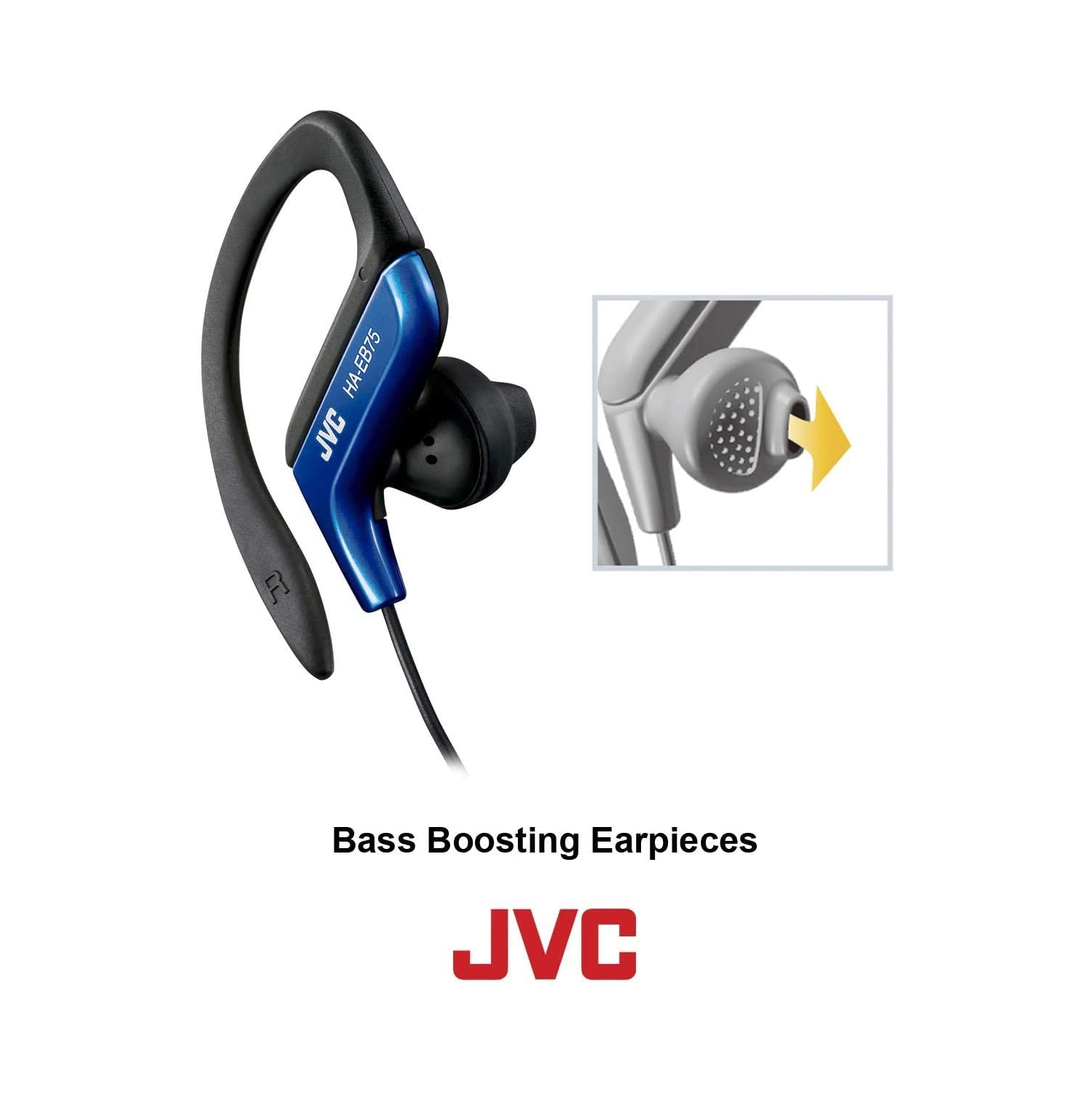 JVC HA-EB75A Sports Ear Clip Headphones Blue HAEB75 earphones Genuine