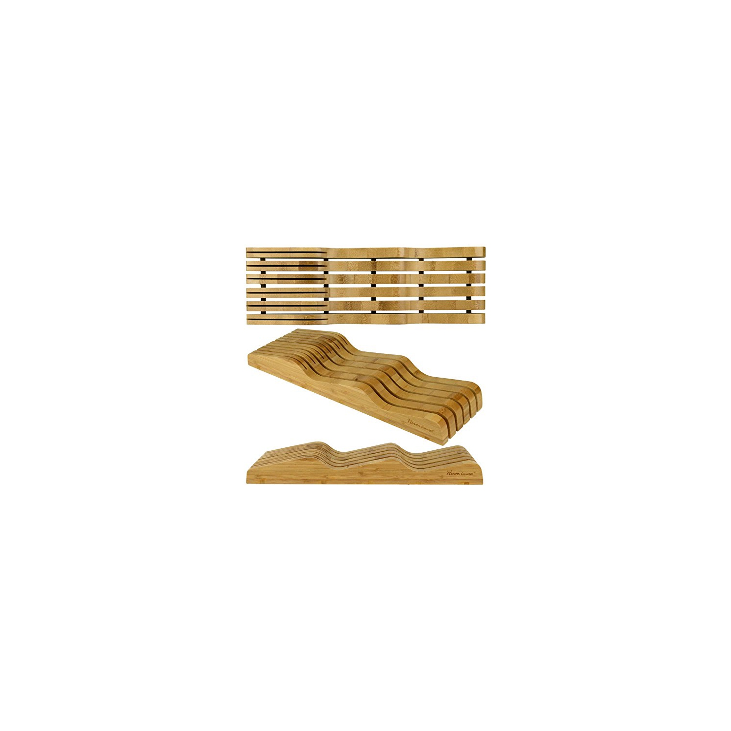 Heim concept – Organisateur biologique, porte-couteaux en bois de bambou de première qualité dans les tiroirs, peut contenir jusqu’à 16 couteaux