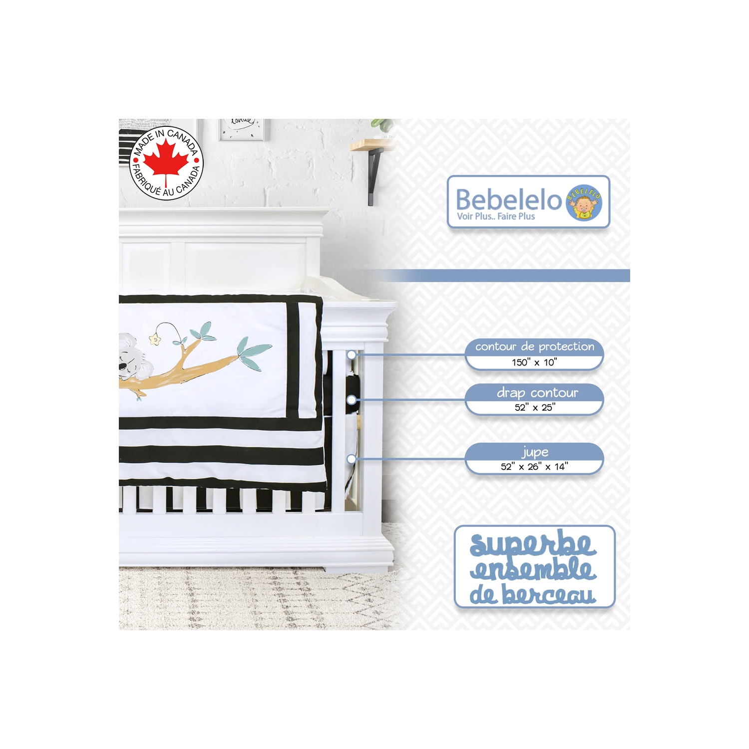 Bebelelo - Ensemble Literie - 5 Morceaux - Koala fait Dodo